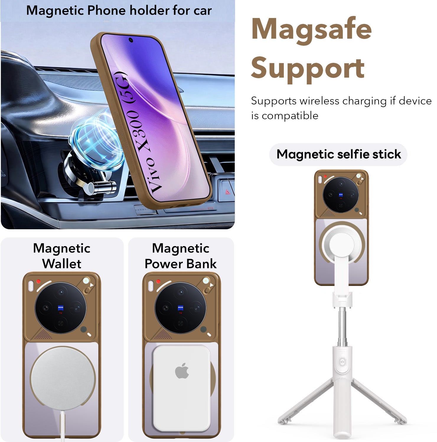 For Vivo X300 5G Back Cover Case Lifetime Anti-Yellow Clear (Camera Protection | Side Grip | Wireless MagSafe Compatible)