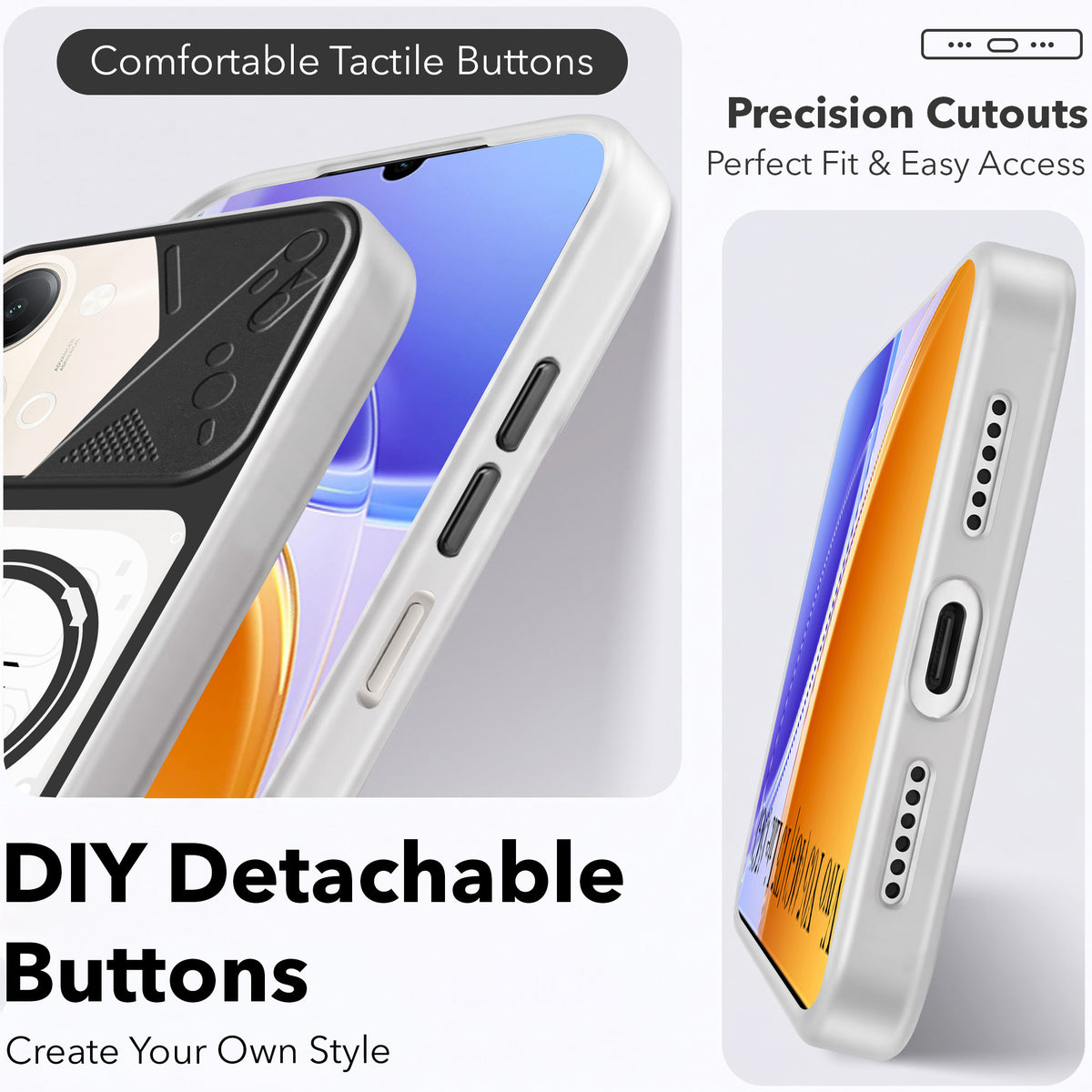 For Vivo Y05 4G | Vivo T5 Lite 5G Metallic Back Cover Case (Metallic Camera Protection & Buttons | Translucent Milky Shade | Hard Polycarbonate)