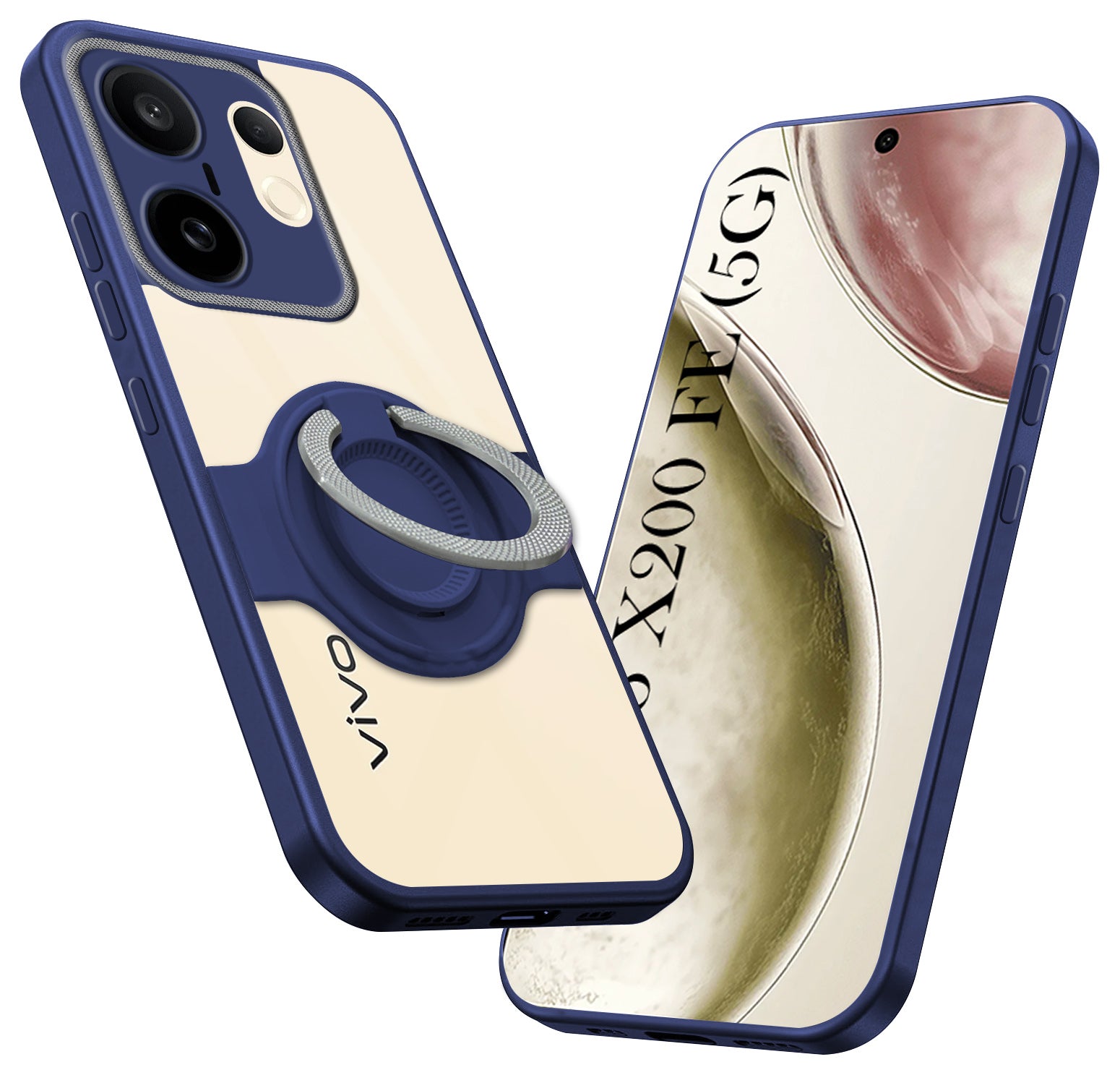 For Vivo X200 FE Back Cover Case with stand (Built-in Ring Holder Kickstand | Lifetime Anti Yellow | Camera Protection)