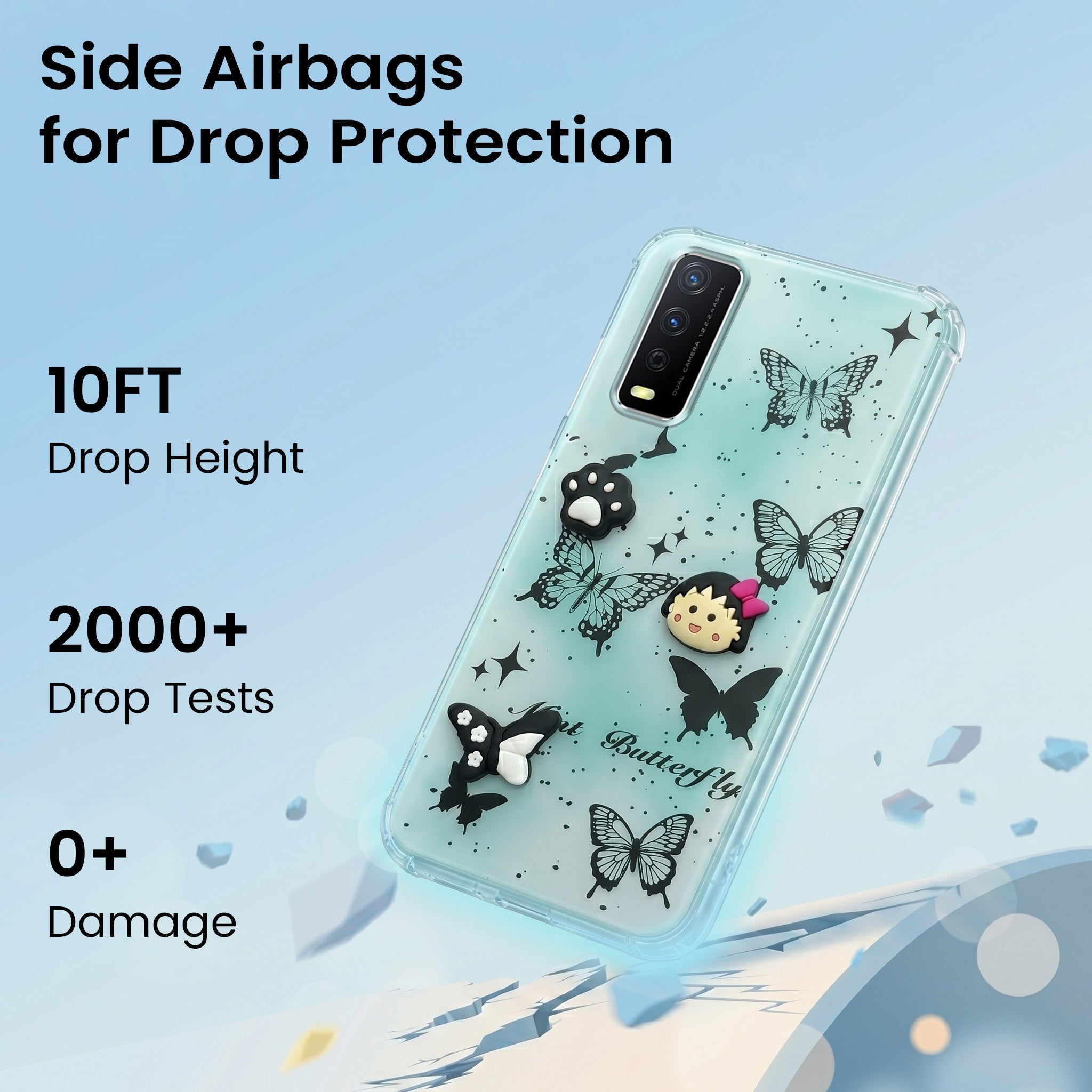 For Vivo Y12s | Y11s | Y12G Back Cover Case (3D Cute Cartoons | Hard Back Side Soft | Matte Premium Finish | HD Printing)