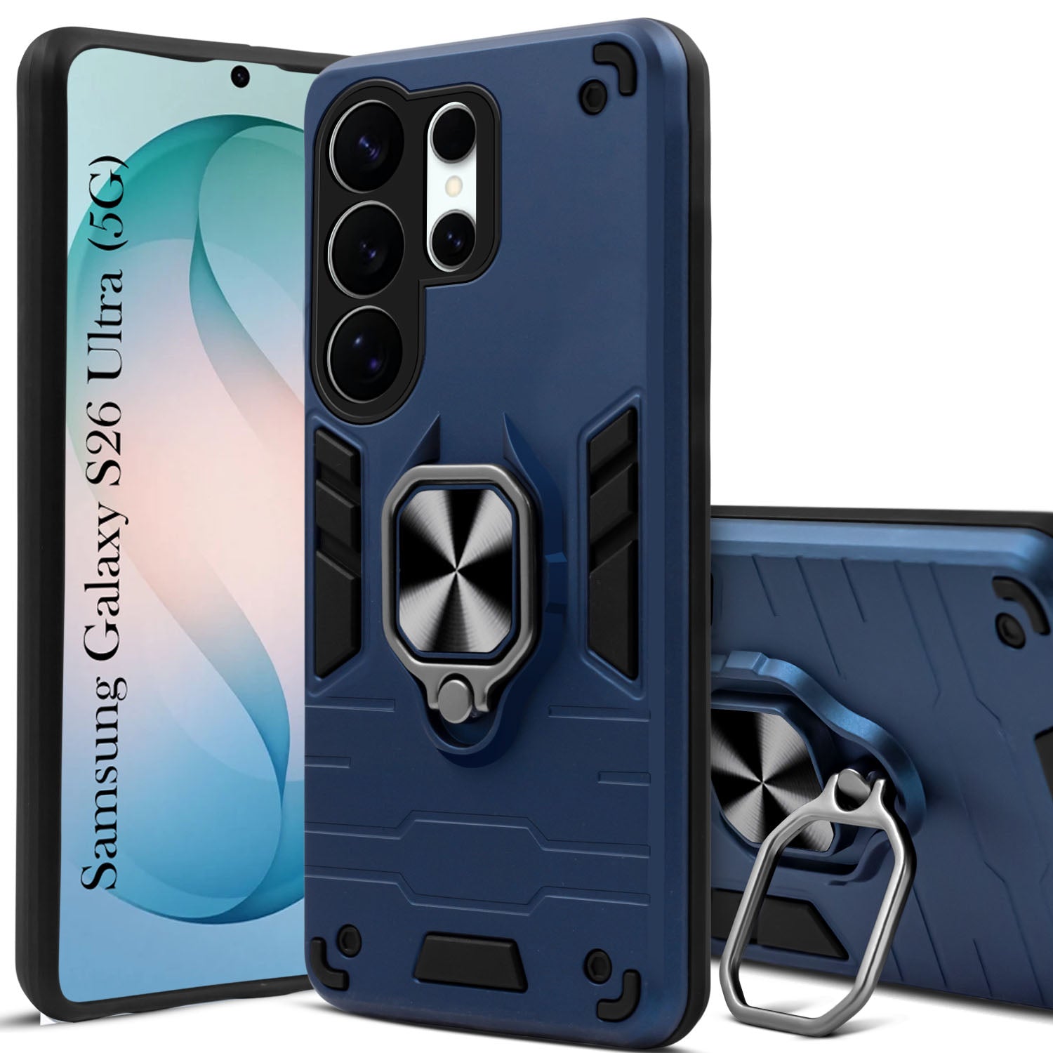 For Samsung Galaxy S26 Ultra Hybrid Armor Back Cover Case (Shockproof Dual Layer Polycarbonate |Ring Holder Kickstand)