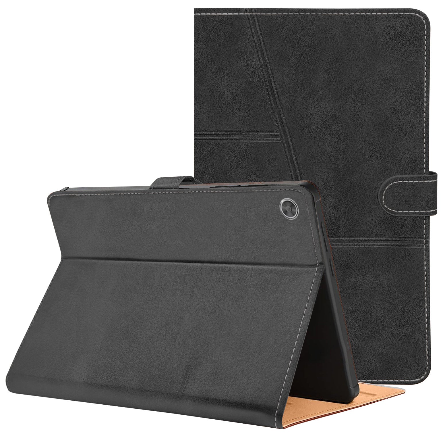 For Flip Cover Folio Case  Lenovo M10 FHD REL (TB-X605FC, TB-X605LC, ZA4Y0079IN, TB-X605M, TB-X605L) 12 Inch  (PU Leather | Multi-Angle Smart Stand | Card Storage Slots | Silicone Back Pouch)