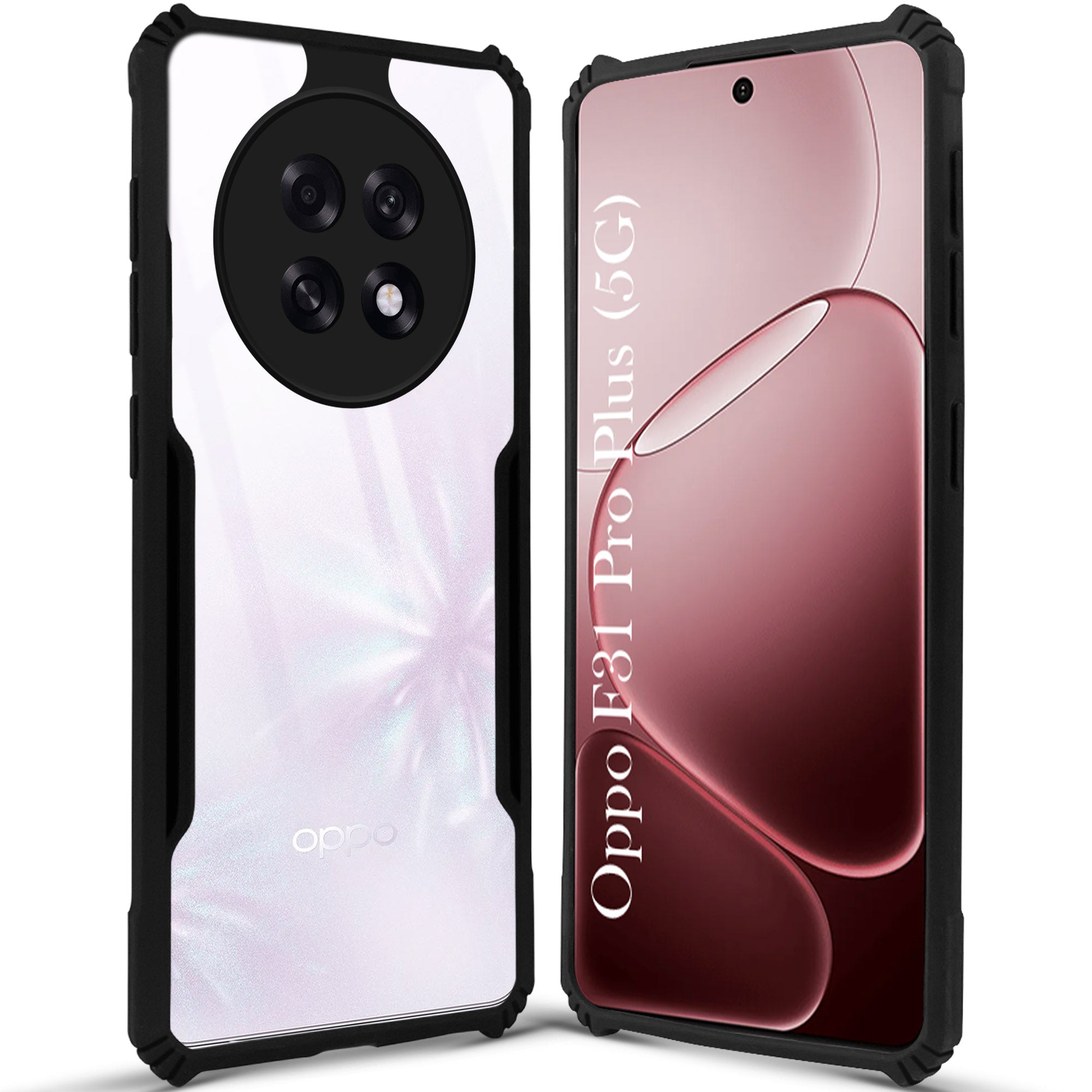 For Oppo F31 Pro Plus Back Cover Case Hybrid (Shockproof with Polycarbonate Clear Panel | Professional Black)