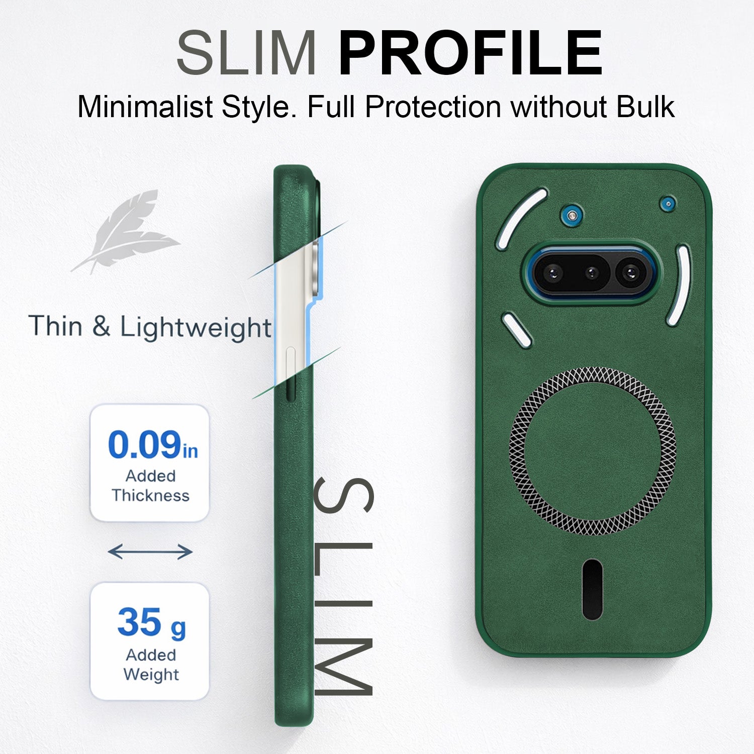 For Nothing Phone 3A 5G Back Cover Case Leather Finish (MagSafe Compatible Wireless Charging | Soft Touch | Camera Bump Protection)