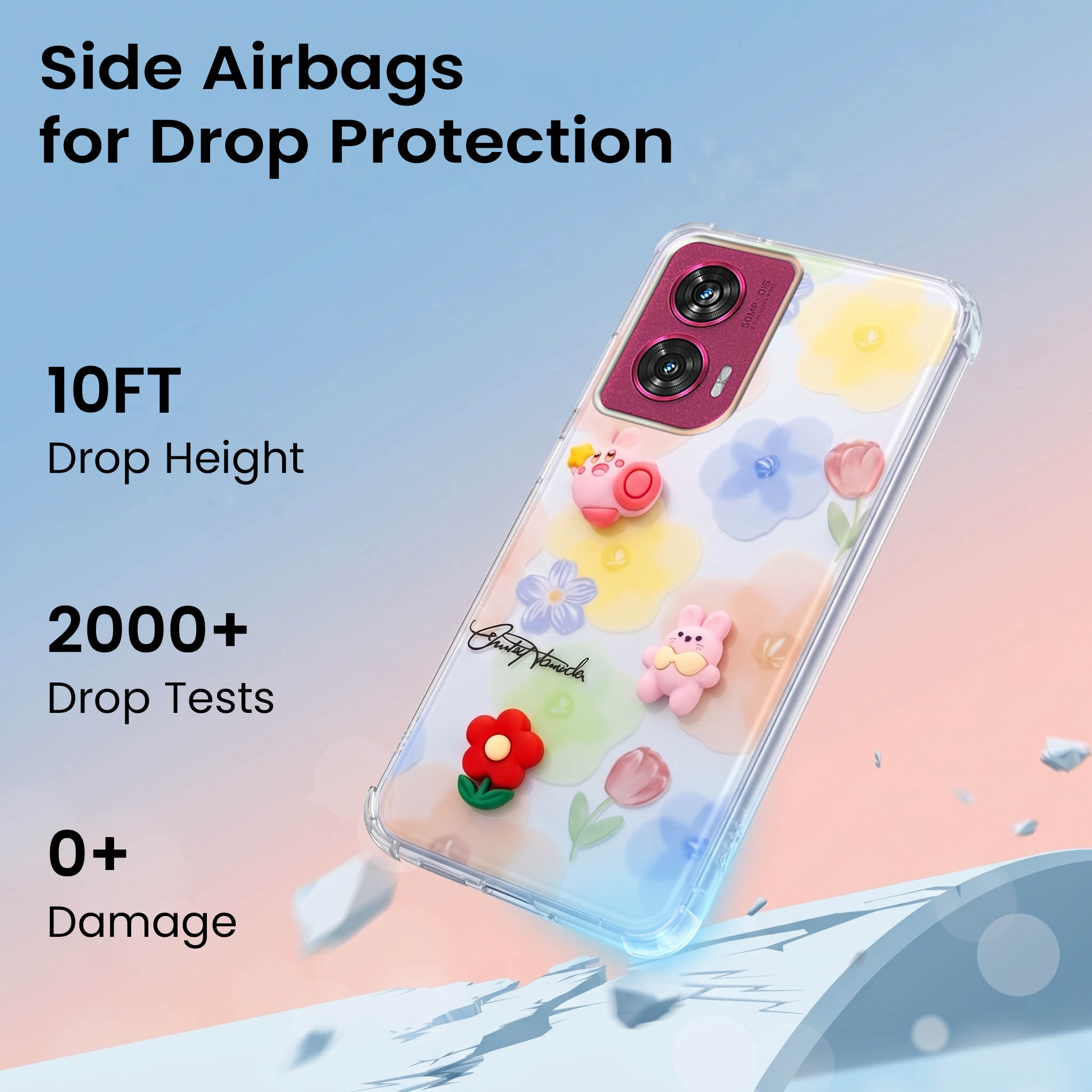 For Motorola Moto Edge 50 Fusion Back Cover Case (3D Cute Cartoons | Hard Back Side Soft | Matte Premium Finish | HD Printing)
