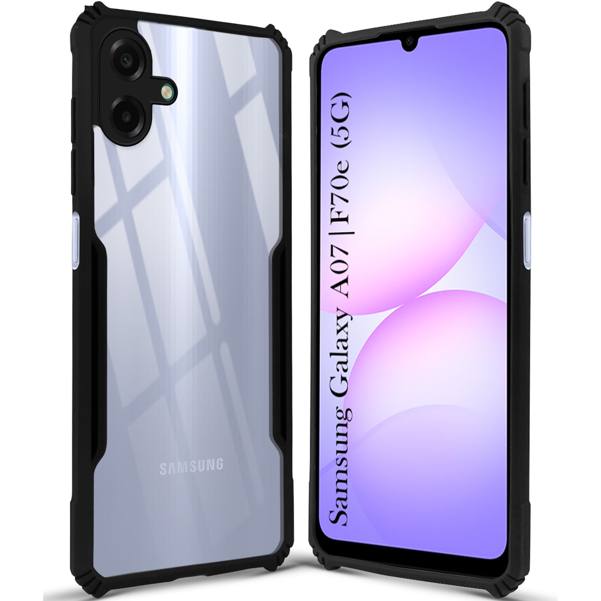 For Samsung Galaxy A07 | F70e 5G Back Cover Case (Shockproof with Polycarbonate Clear Panel | Professional Black)