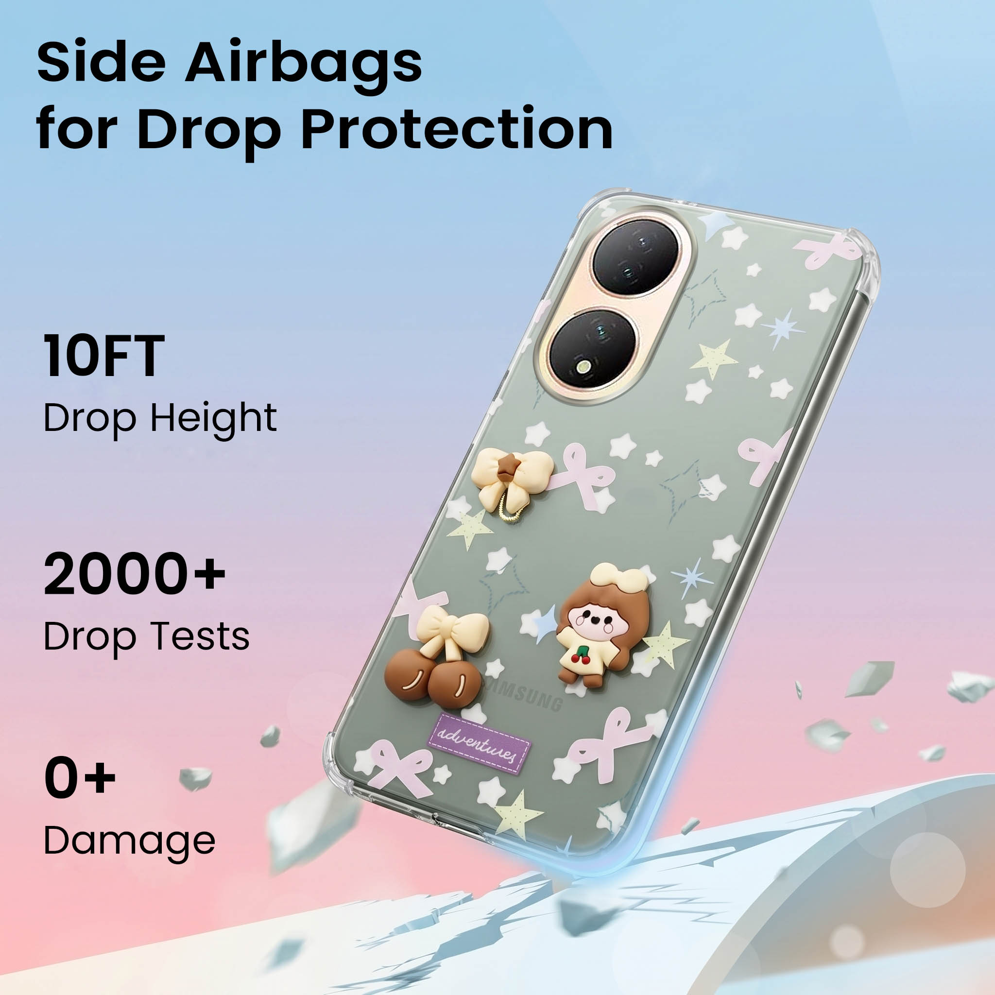 For Vivo Y100 Back Cover Case (3D Cute Cartoons | Hard Back Side Soft | Matte Premium Finish | HD Printing)