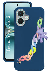 For Tecno Spark Go 2 Back Cover Case ( Wrist Hanging Chain | Teddy Bracelet Charms | Dual Color Matte Finish | Full Camera Protection | Sleek and Professional)