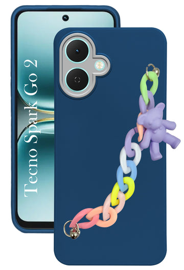 For Tecno Spark Go 2 Back Cover Case ( Wrist Hanging Chain | Teddy Bracelet Charms | Dual Color Matte Finish | Full Camera Protection | Sleek and Professional)
