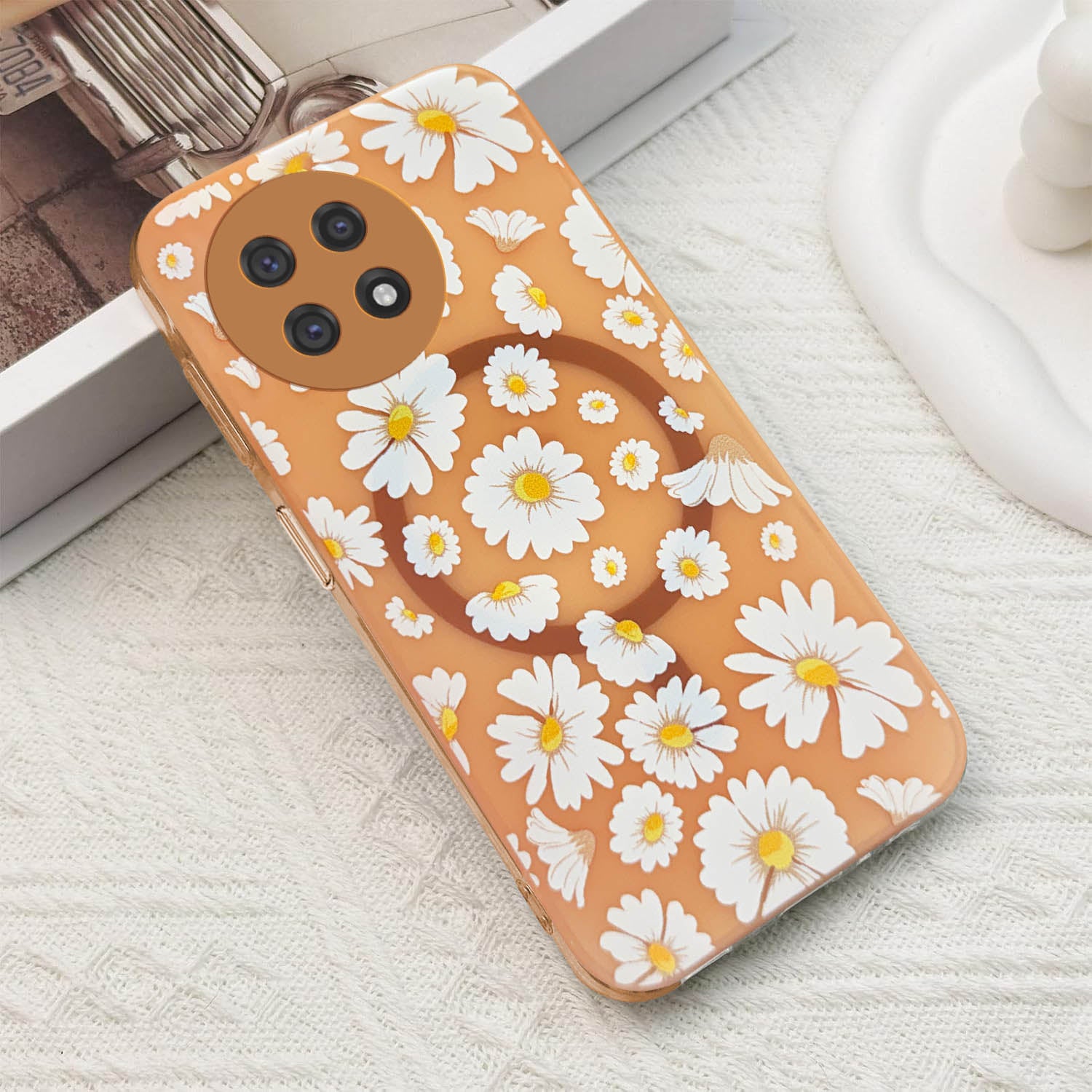 For OnePlus 13R Back Cover Case (Cute Floral Design | Flower Print for Girls | MagSafe Compatible Wireless Charging)