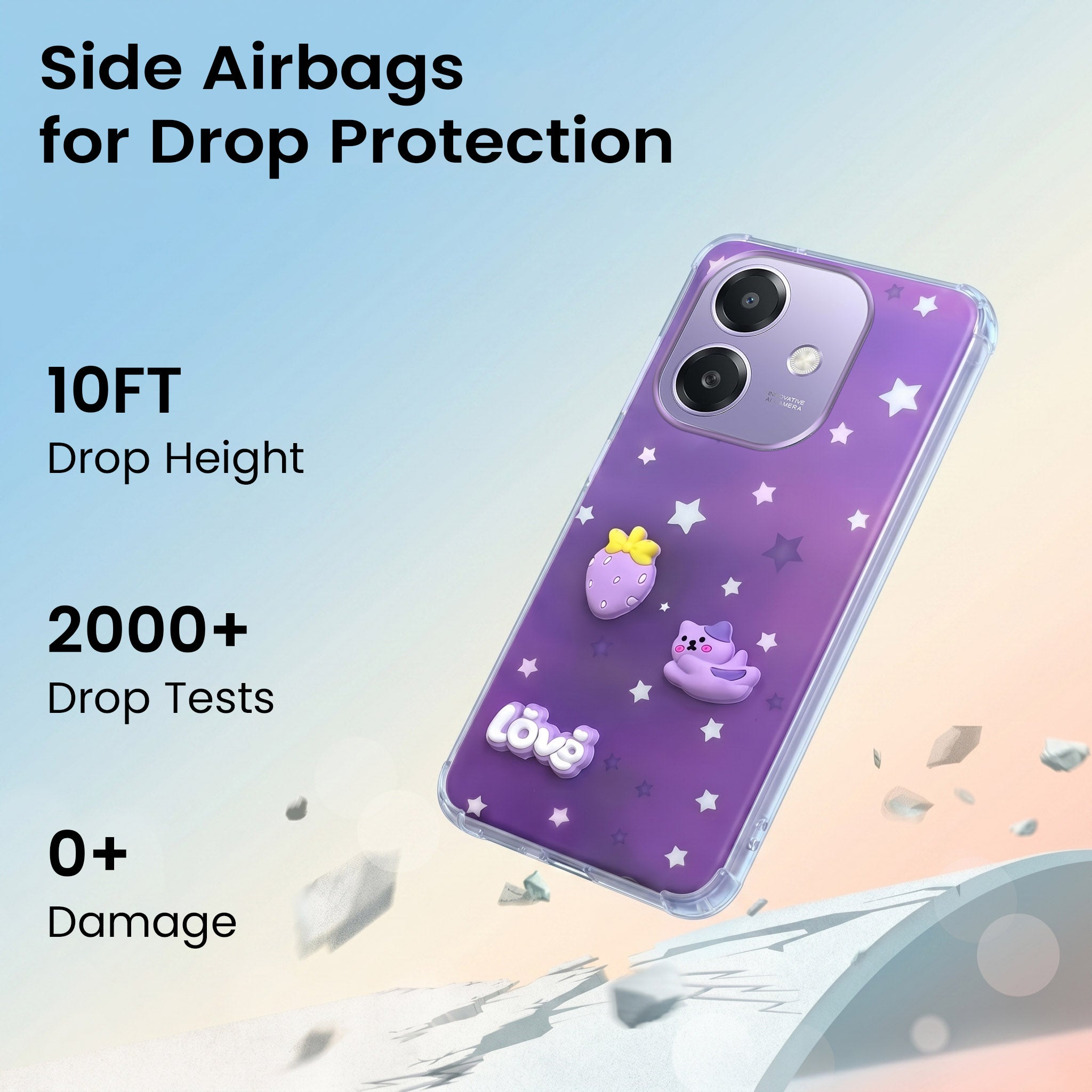 For Oppo A3X (4G/5G) | Oppo A3 5G Back Cover Case (3D Cute Cartoons | Hard Back Side Soft | Matte Premium Finish | HD Printing)