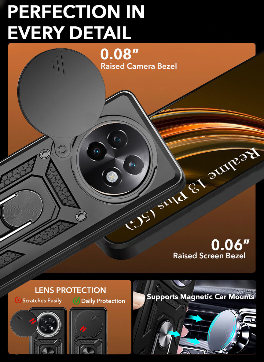 For Realme 13 Plus Back Cover Case  (Hybrid Dual Armor Polycarbonate)