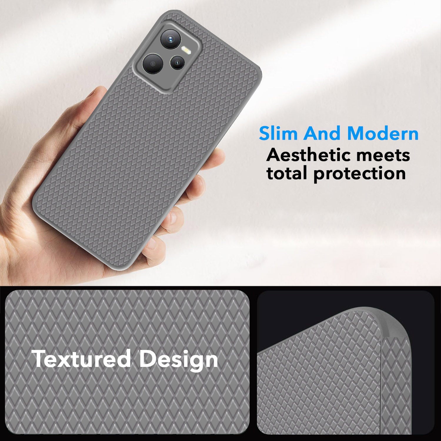 For Realme Narzo 50A Prime Back Cover Case (Liquid Silicone | Side Grip | Camera Protection)
