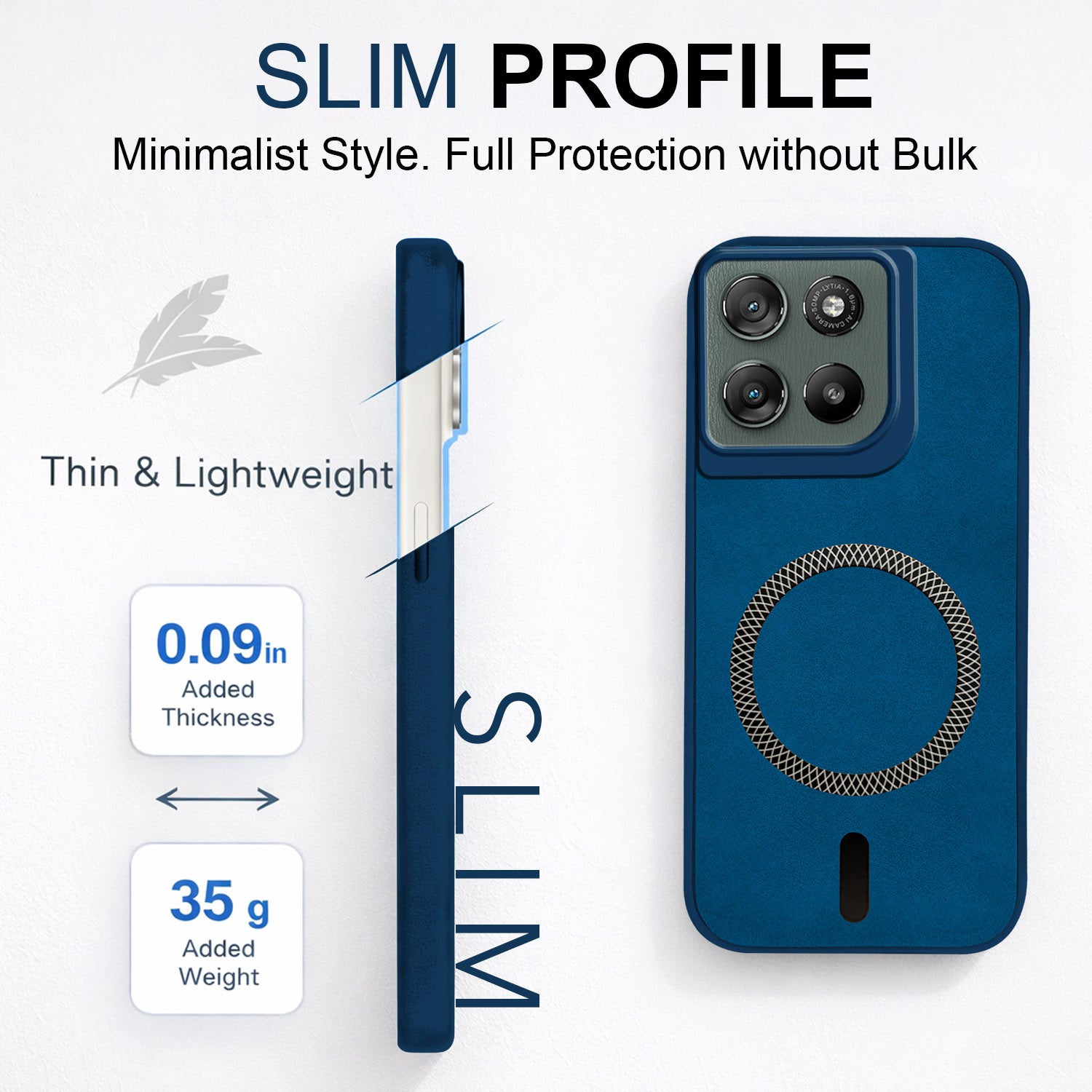 For Motorola Moto G67 Power | G57 Power Back Cover Case Leather Finish (MagSafe Compatible Wireless Charging | Soft Touch | Camera Bump Protection)