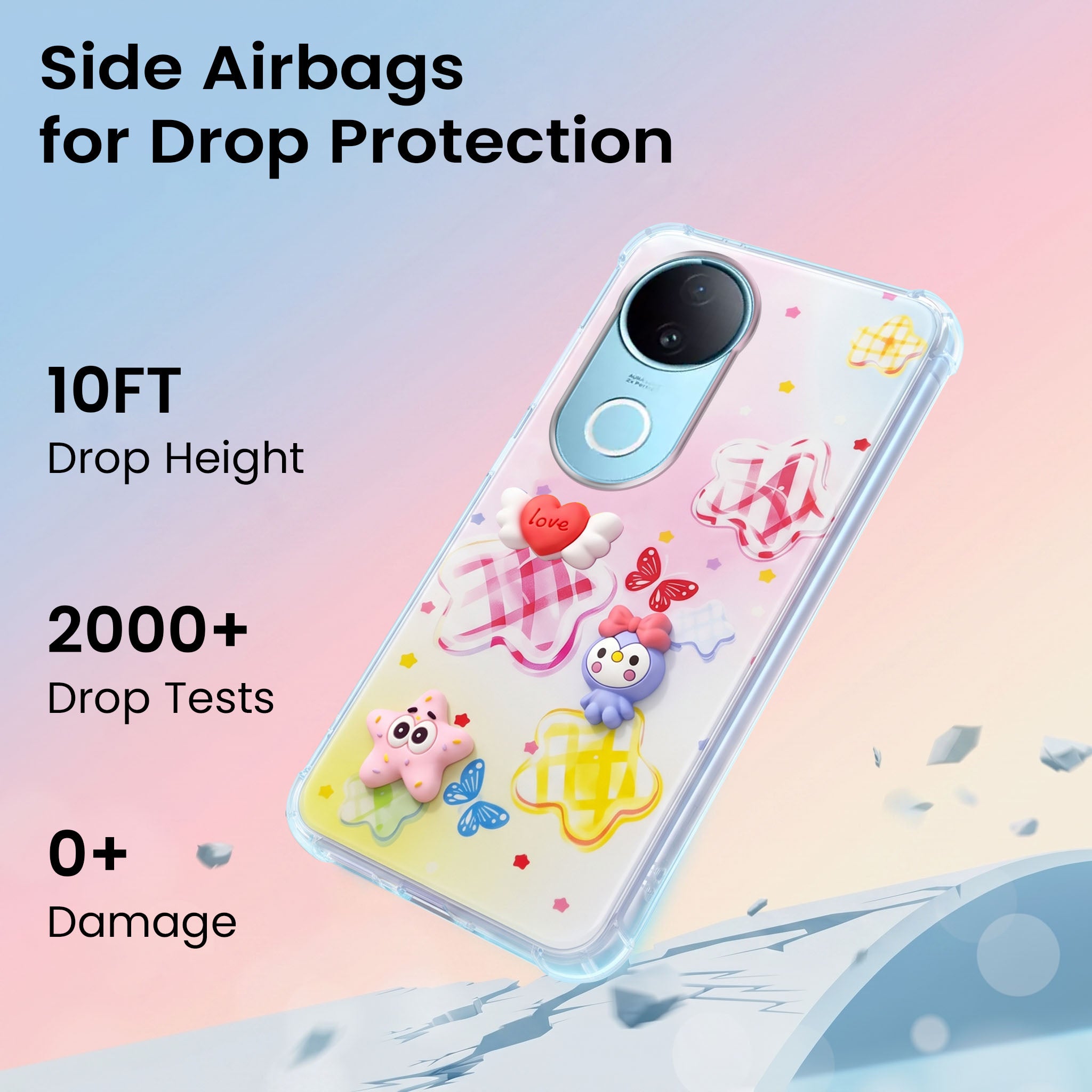 For Vivo iQOO Z10R Back Cover Case (3D Cute Cartoons | Hard Back Side Soft | Matte Premium Finish | HD Printing)