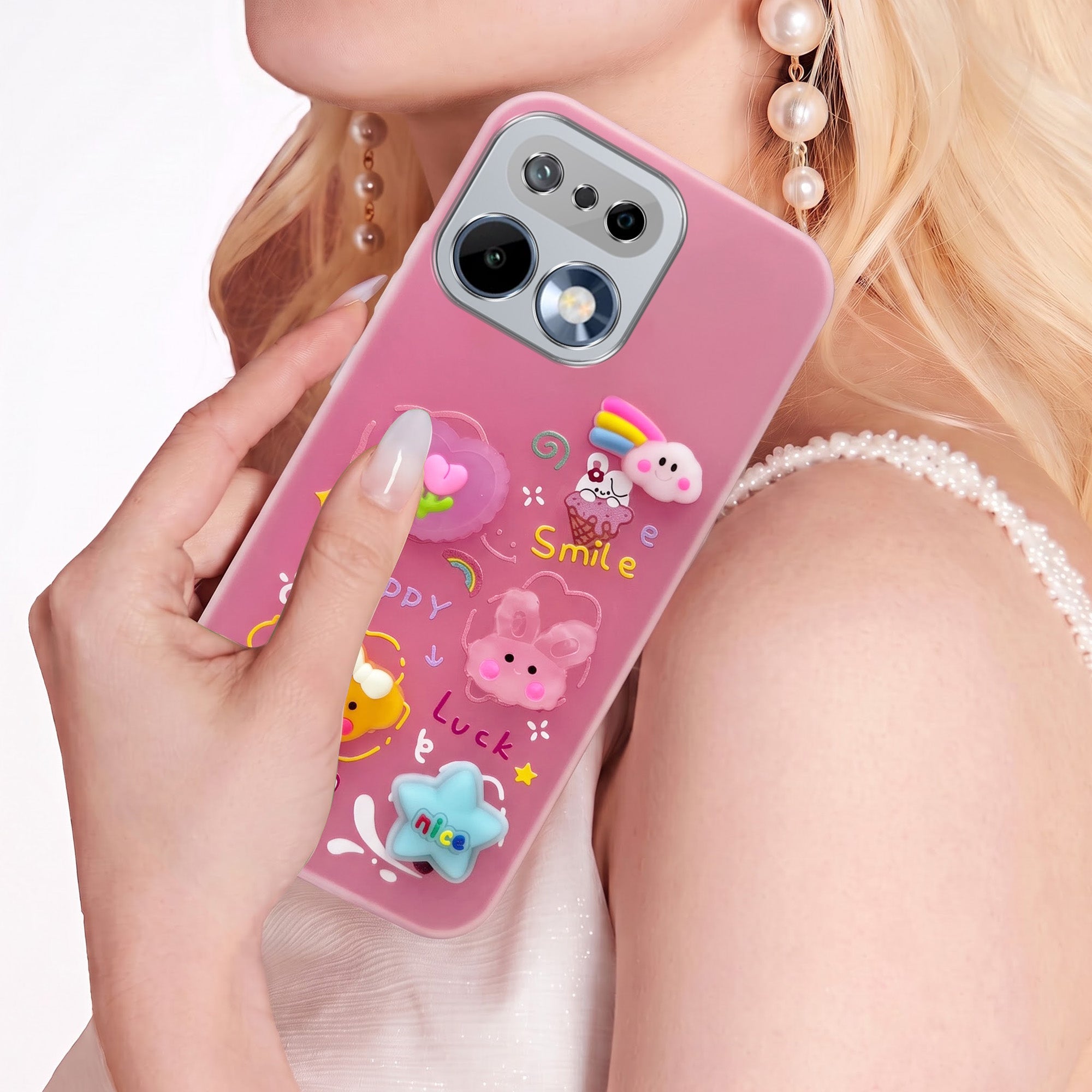 For Realme 16 Pro Back Cover Case (3D Cute Cartoons | Hard Back Side Soft | Matte Premium Finish | HD Printing)