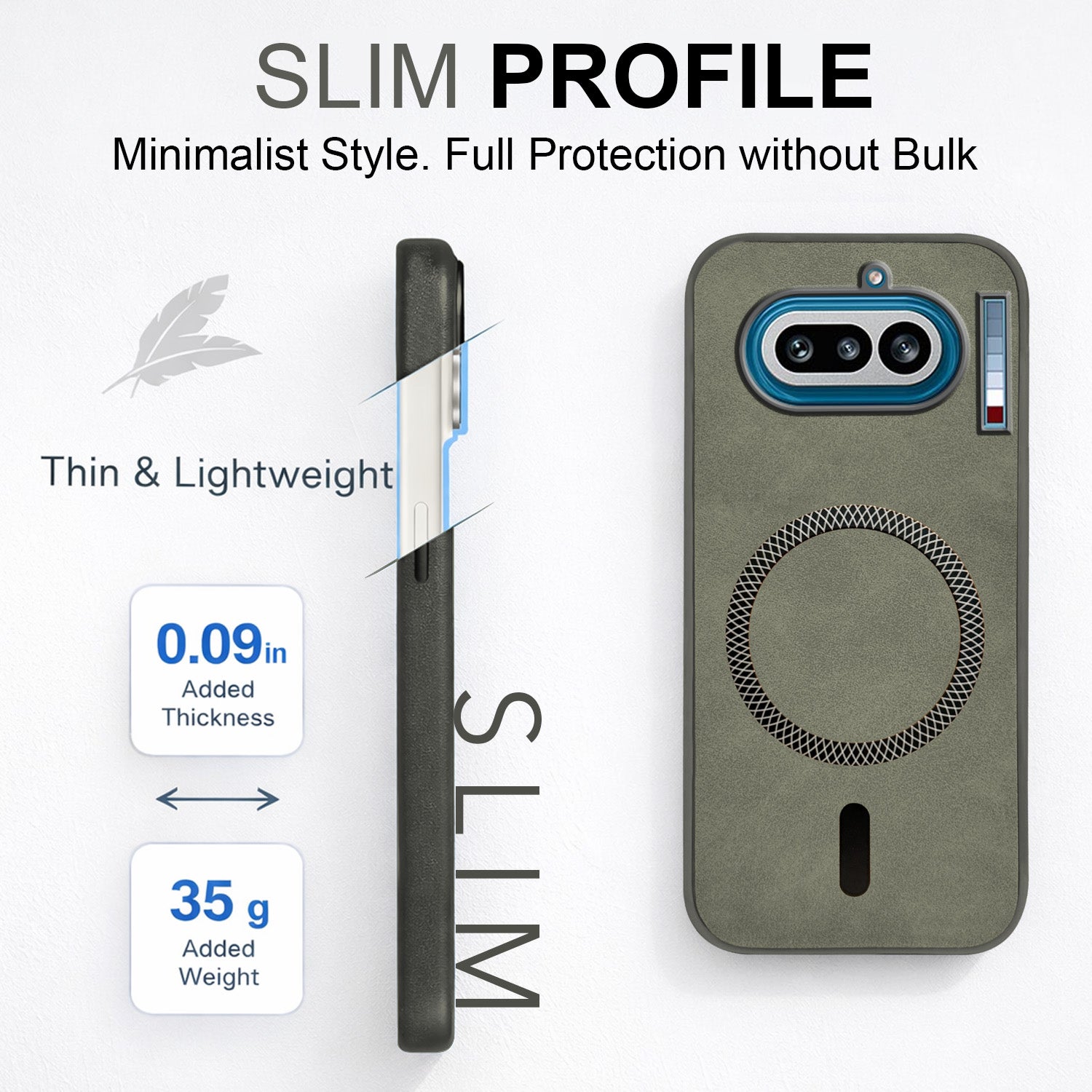 For Nothing Phone 4A 5G Back Cover Case Leather Finish (MagSafe Compatible Wireless Charging | Soft Touch | Camera Bump Protection)
