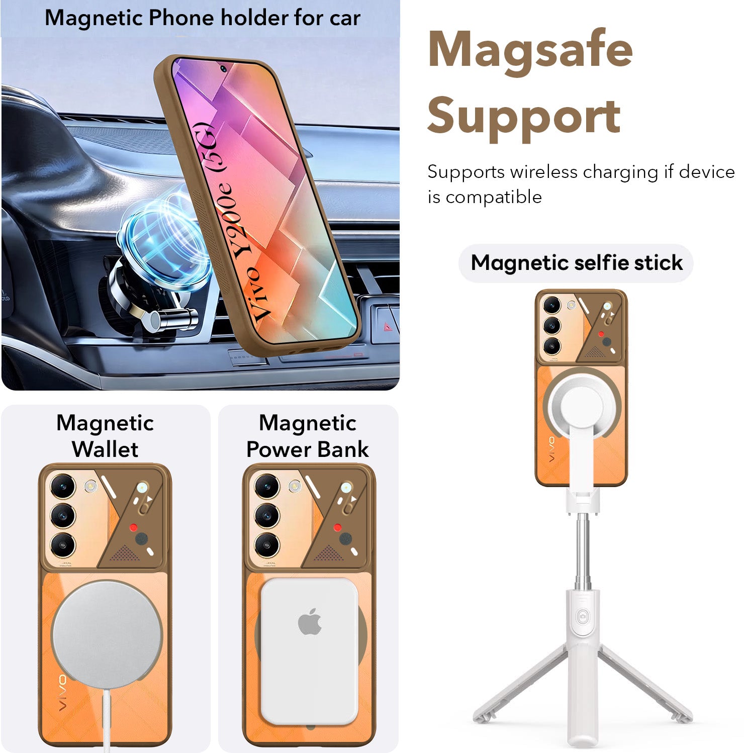 For Vivo Y200e Back Cover Case Lifetime Anti-Yellow Clear (Camera Protection | Side Grip | Wireless MagSafe Compatible)