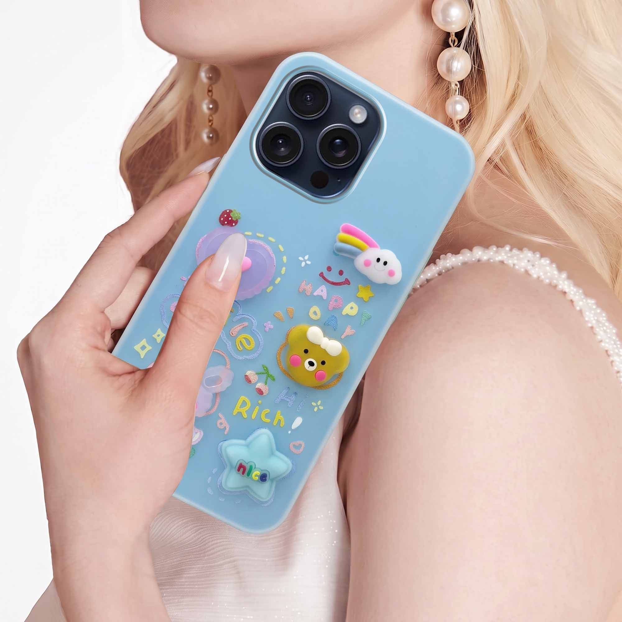 For Apple iPhone 15 Pro Max Back Cover Case (3D Cute Cartoons | Hard Back Side Soft | Matte Premium Finish | HD Printing)