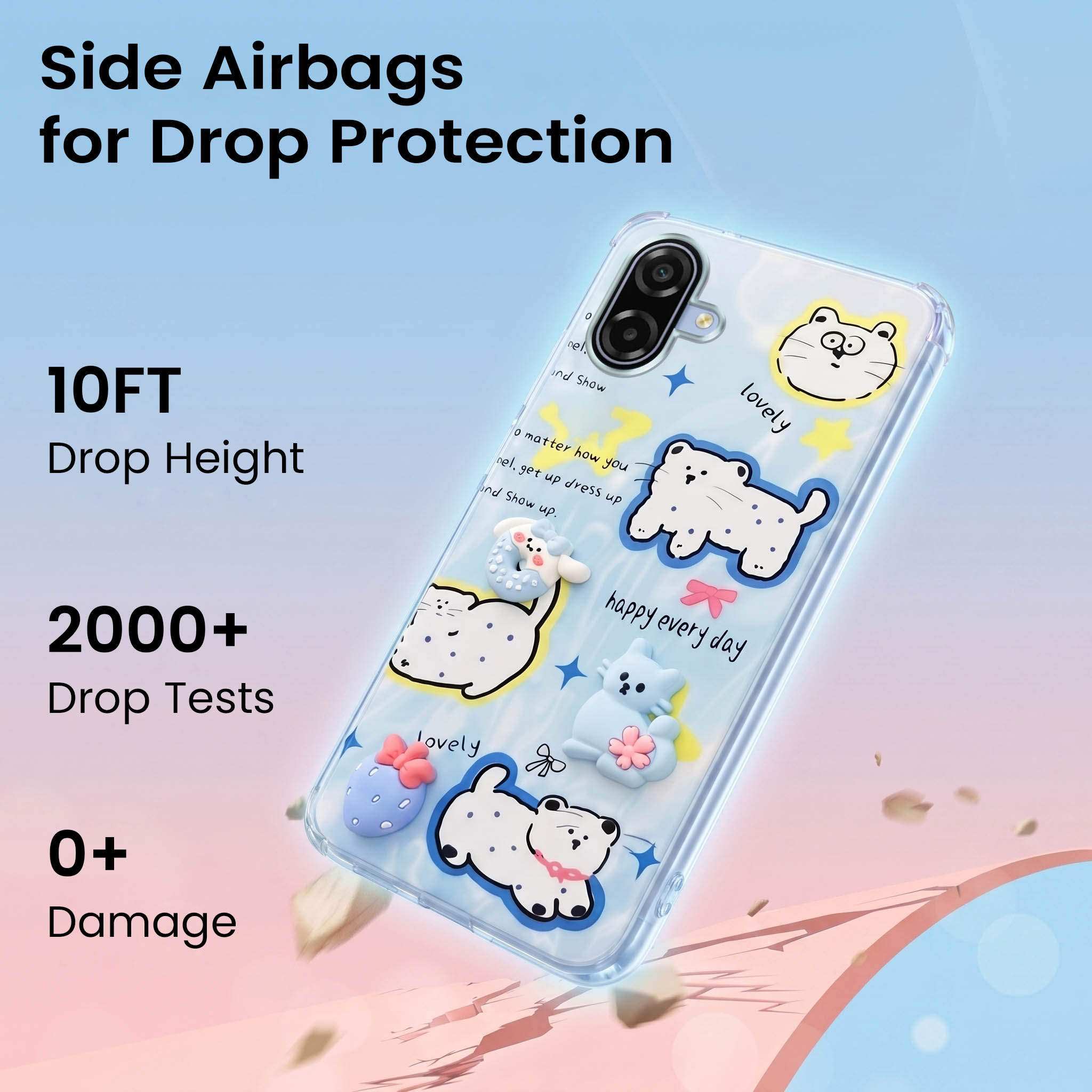 For Samsung Galaxy M17e Back Cover Case (3D Cute Cartoons | Hard Back Side Soft | Matte Premium Finish | HD Printing)