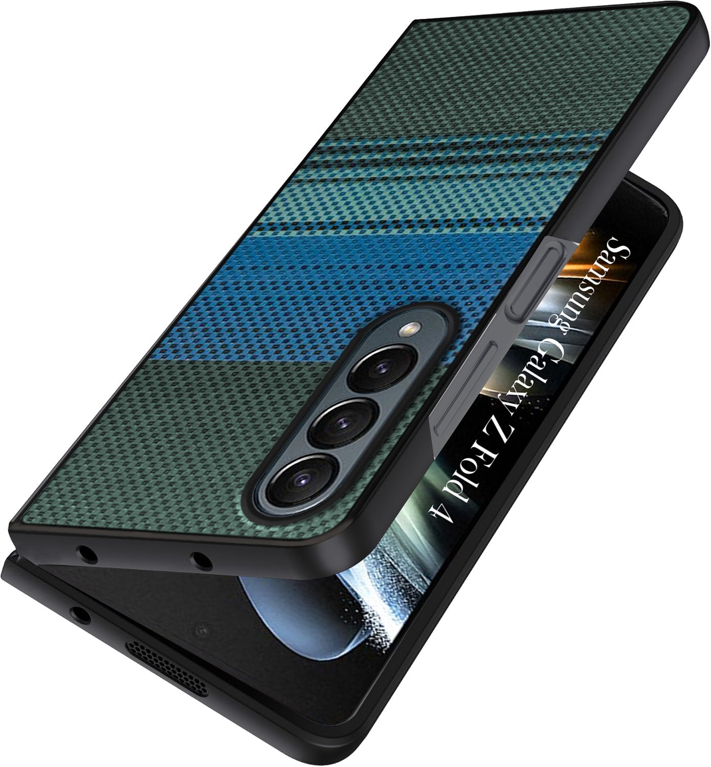For Samsung Galaxy Z Fold 4 5G Back Flip Case Cover (Craft Printed Design | Hybrid Texture | Inside Microfiber Cloth)