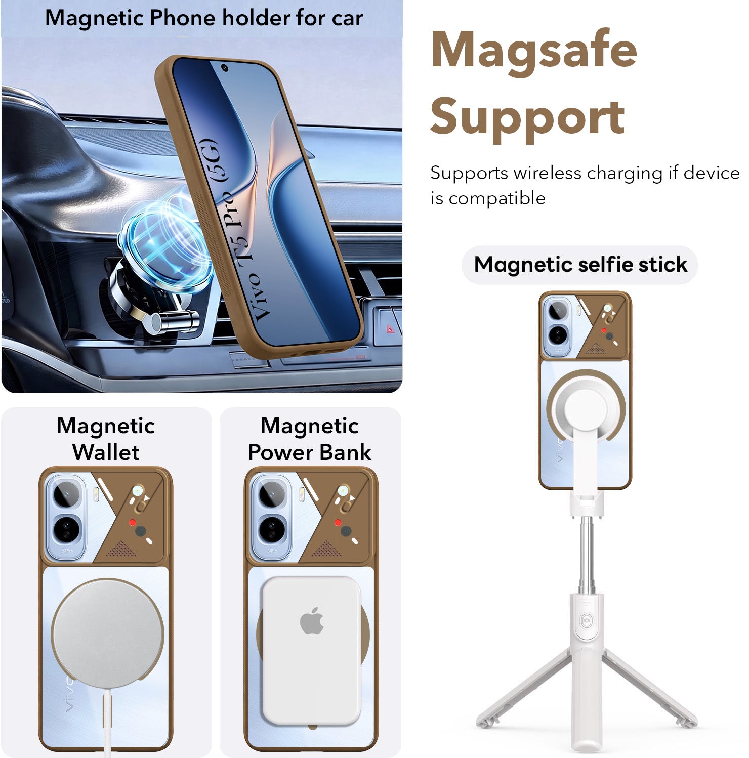 For Vivo T5 Pro 5G Back Cover Case Lifetime Anti-Yellow Clear (Camera Protection | Side Grip | Wireless MagSafe Compatible)