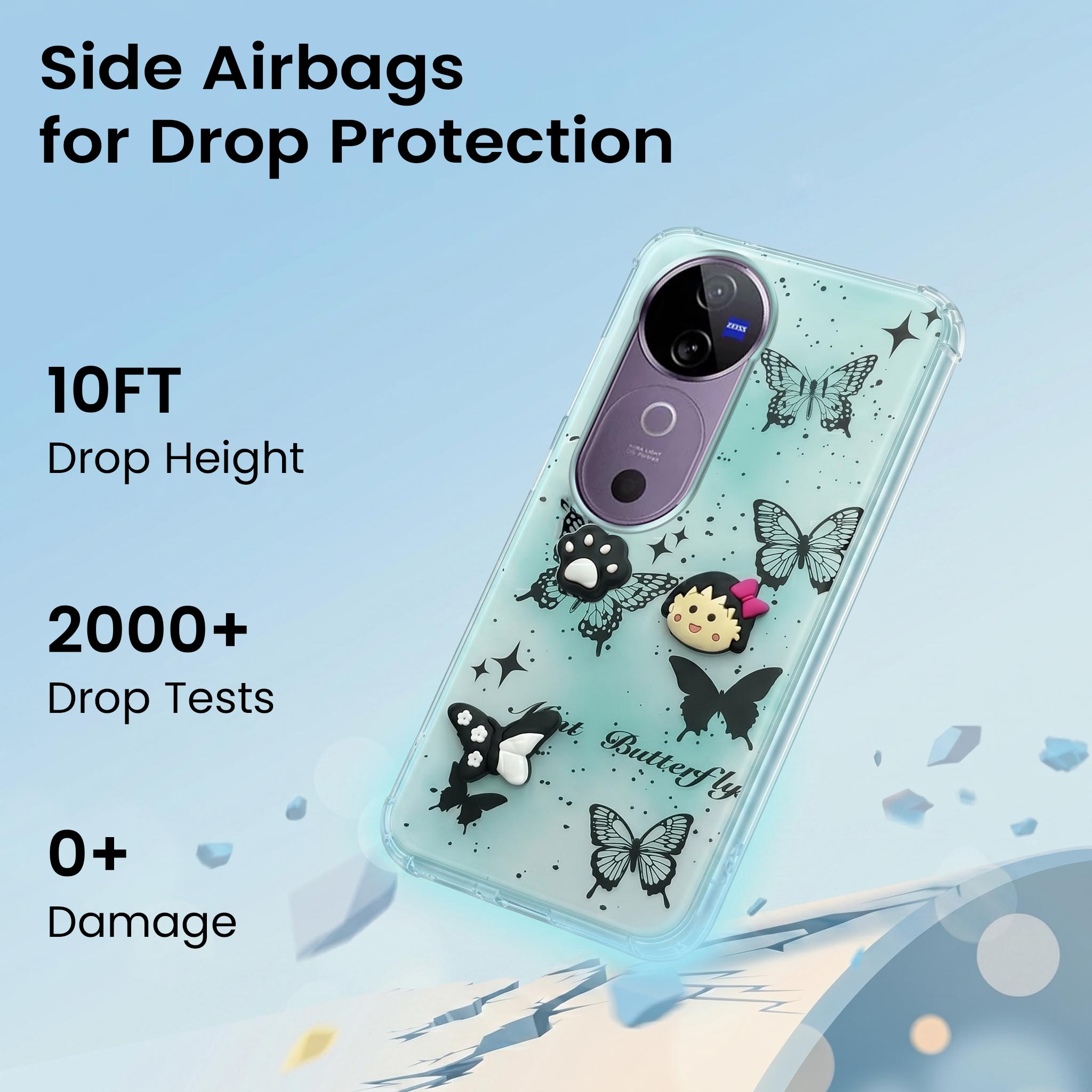 For Vivo V40 | Vivo V40 Pro 5G Back Cover Case (3D Cute Cartoons | Hard Back Side Soft | Matte Premium Finish | HD Printing)
