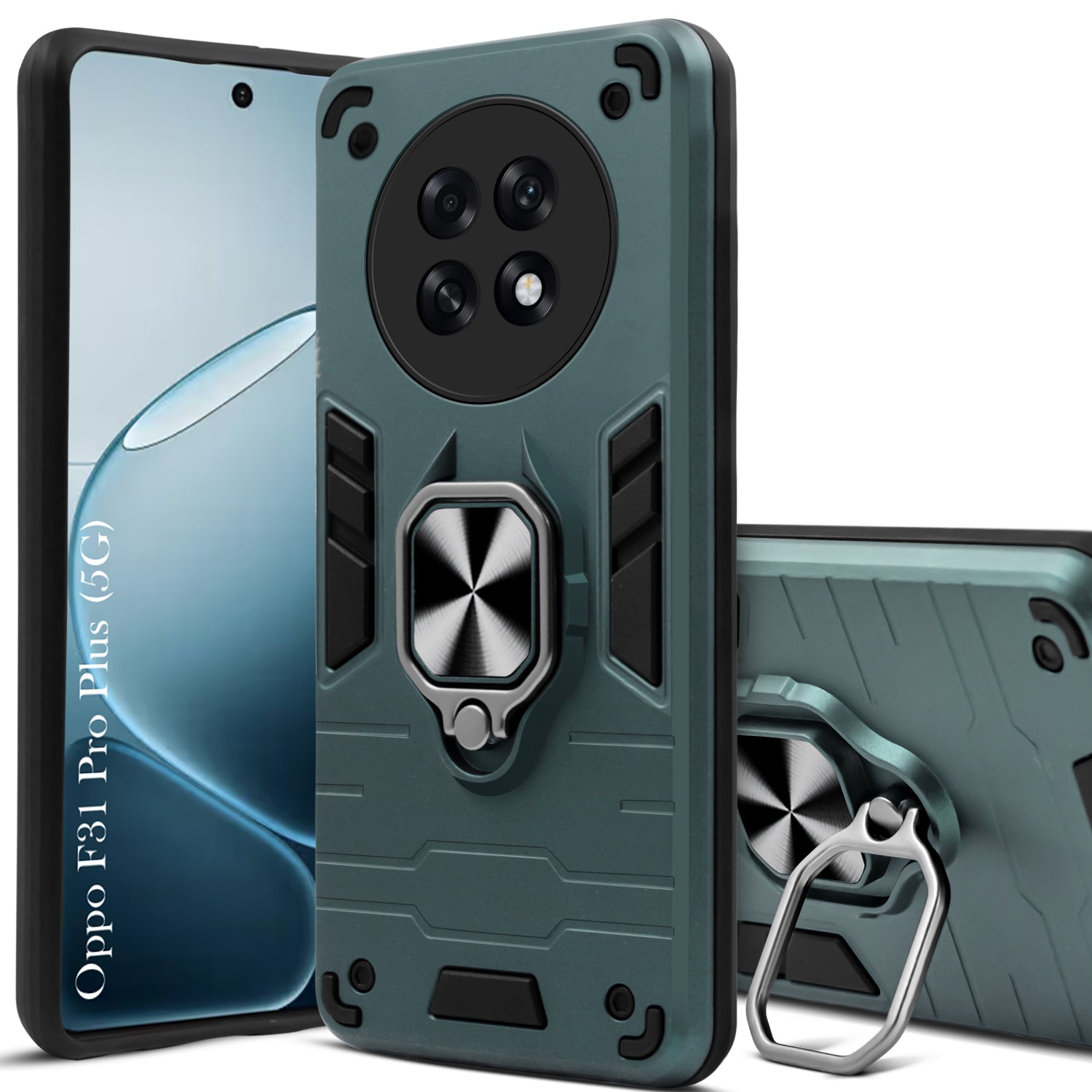 For Oppo F31 Pro Plus Back Cover Case Hybrid Armor (Shockproof Dual Layer Polycarbonate |Ring Holder Kickstand)