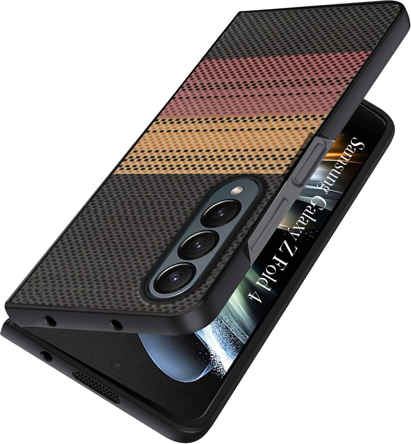 For Samsung Galaxy Z Fold 4 5G Back Flip Case Cover (Craft Printed Design | Hybrid Texture | Inside Microfiber Cloth)