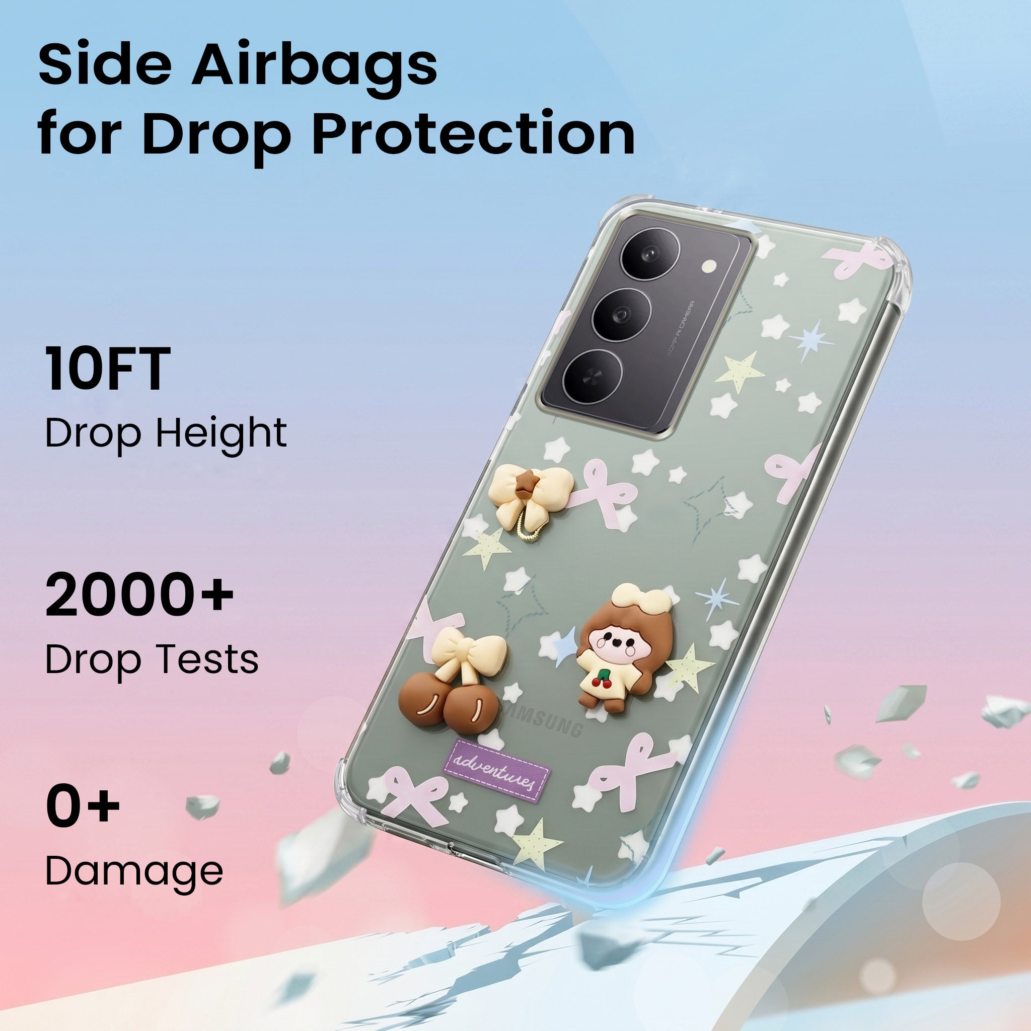 For Realme 14X Back Cover Case (3D Cute Cartoons | Hard Back Side Soft | Matte Premium Finish | HD Printing)