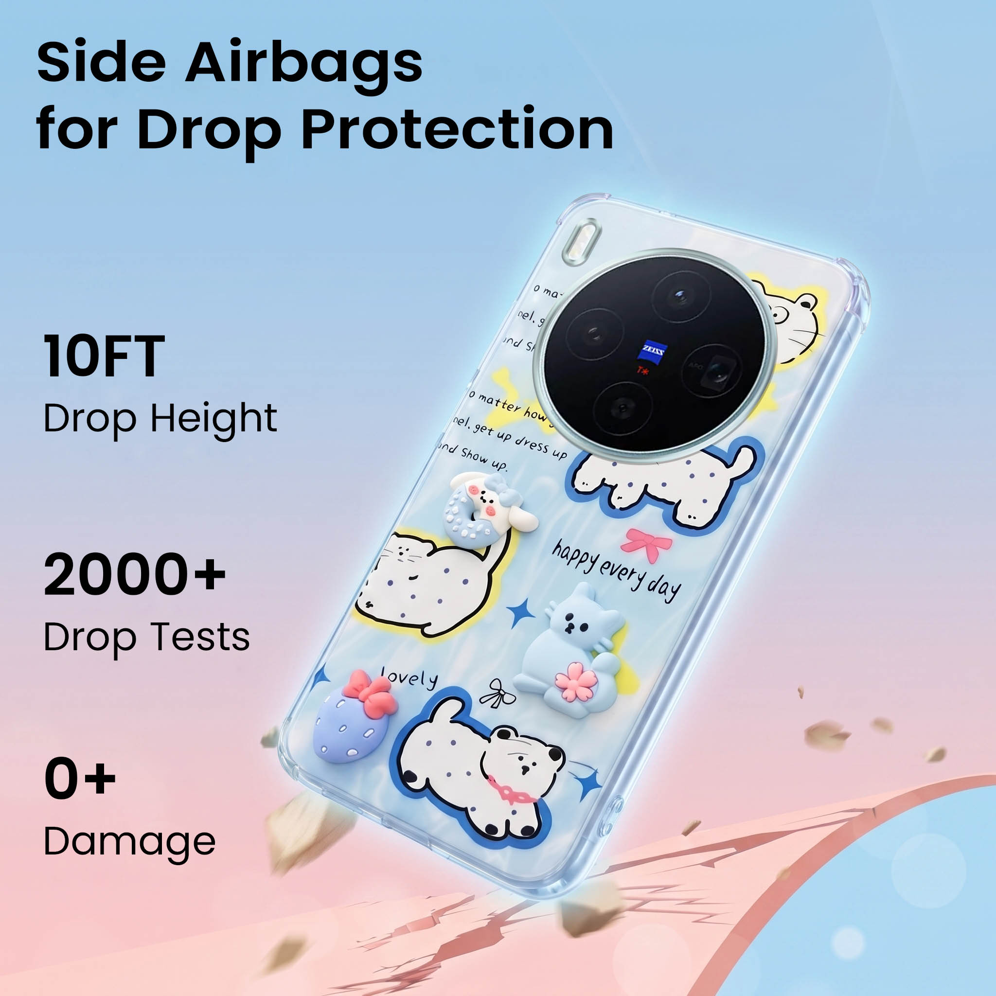 For Vivo X300 5G Back Cover Case (3D Cute Cartoons | Hard Back Side Soft | Matte Premium Finish | HD Printing)