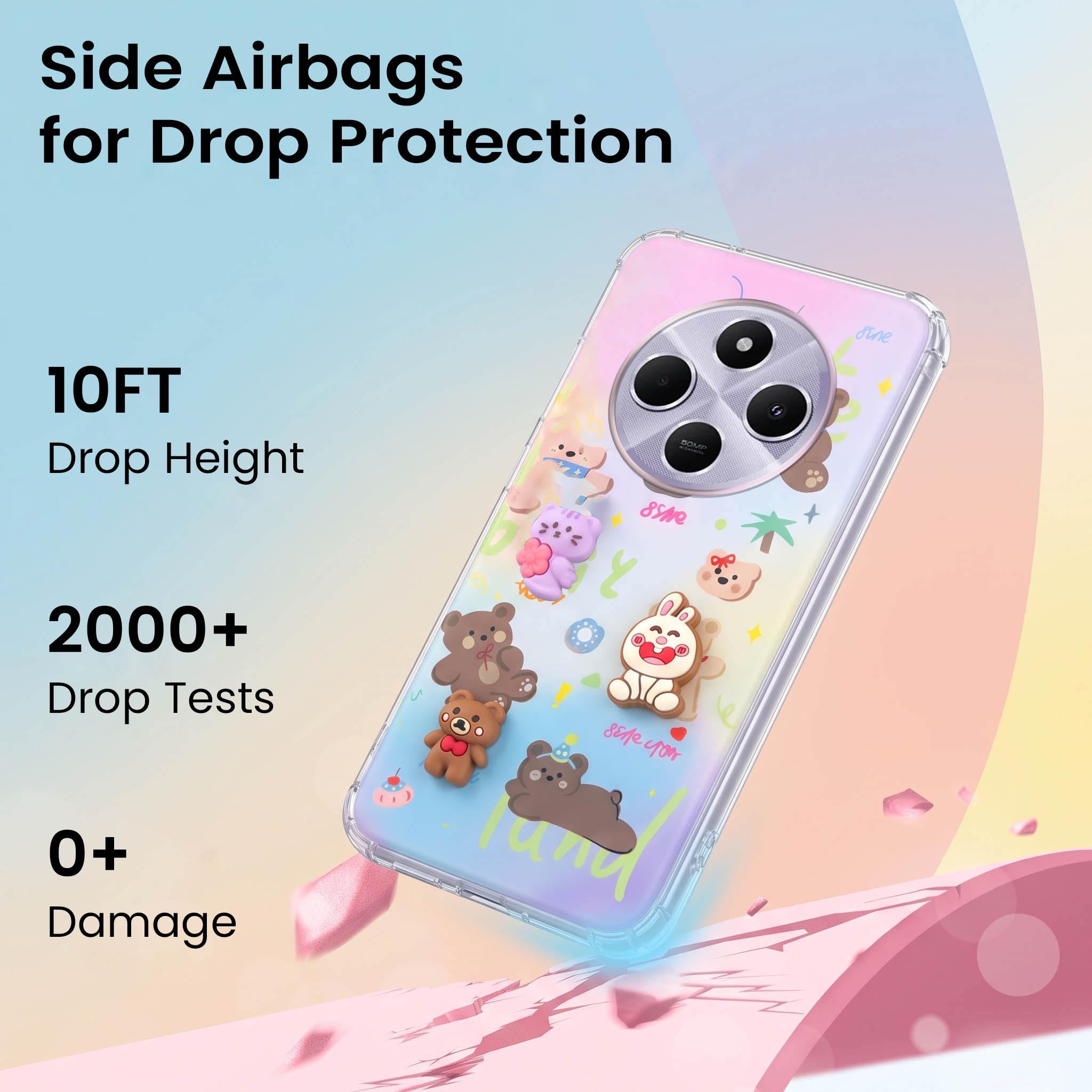 For Redmi A4 5G | Xiaomi Redmi 14C Back Cover Case (3D Cute Cartoons | Hard Back Side Soft | Matte Premium Finish | HD Printing)