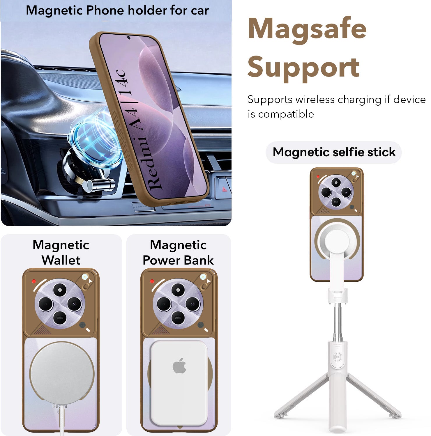 For Redmi A4 5G | Xiaomi Redmi 14C Back Cover Case Lifetime Anti-Yellow Clear (Camera Protection | Side Grip | Wireless MagSafe Compatible)