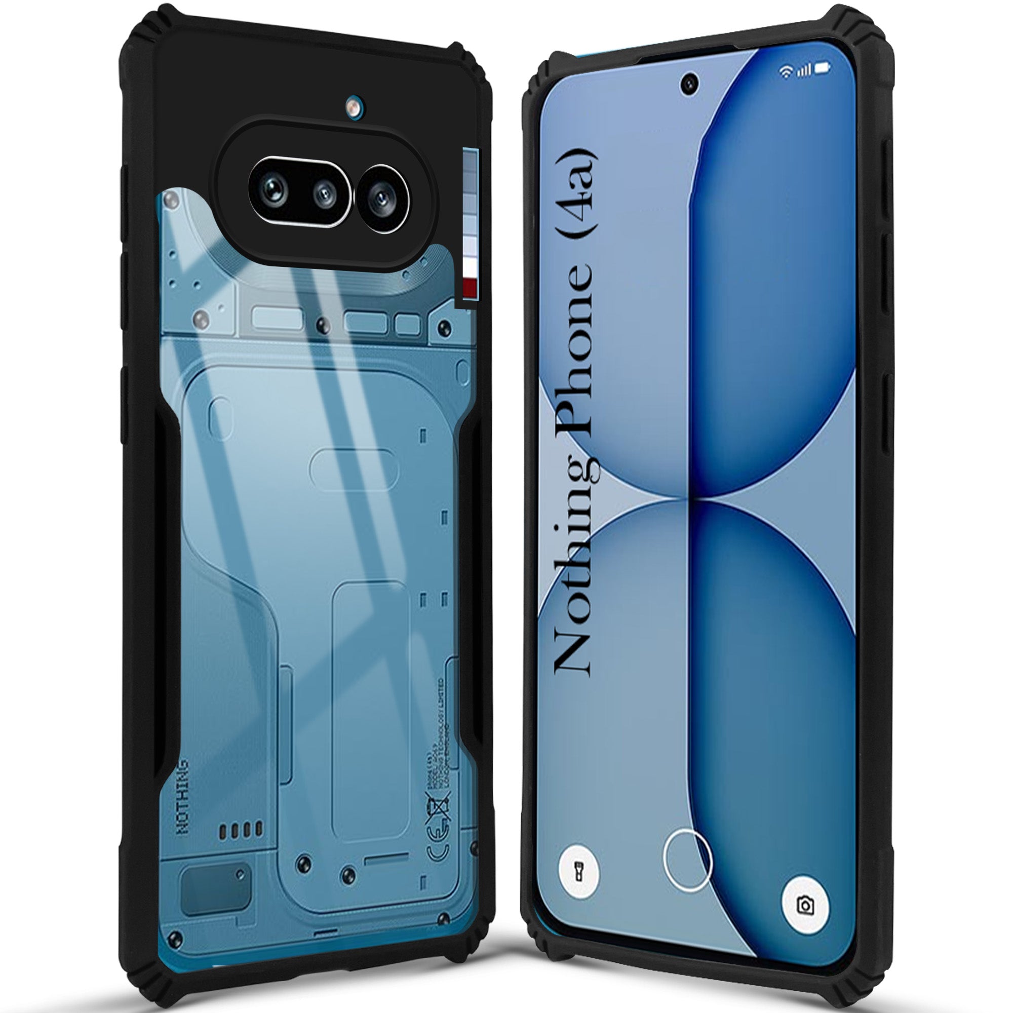 For Nothing Phone 4A 5G Back Cover Case Hybrid (Shockproof with Polycarbonate Clear Panel | Professional Black)