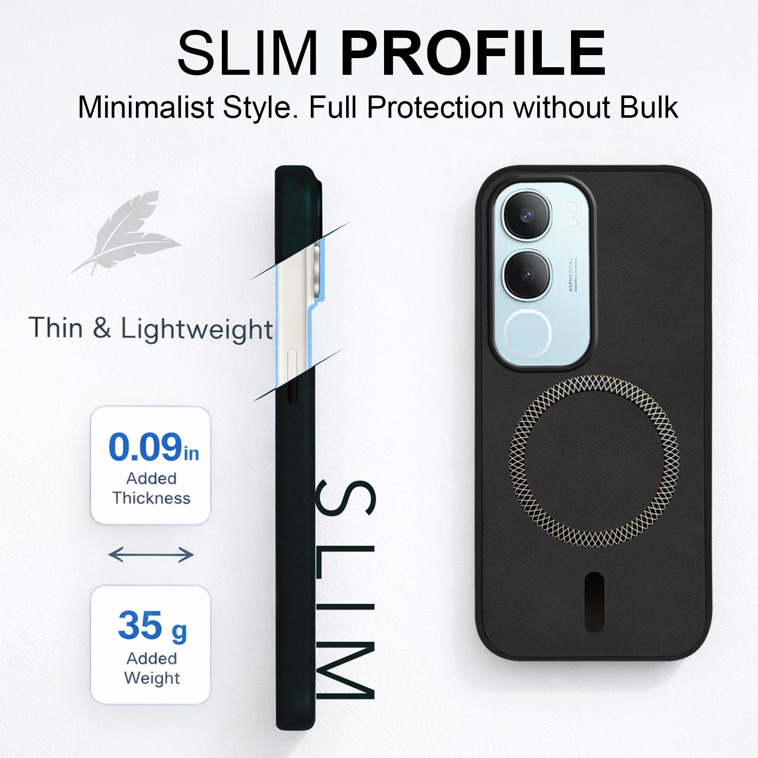 For Vivo Y29 Back Cover Case Leather Finish (MagSafe Compatible Wireless Charging | Soft Touch | Camera Bump Protection)