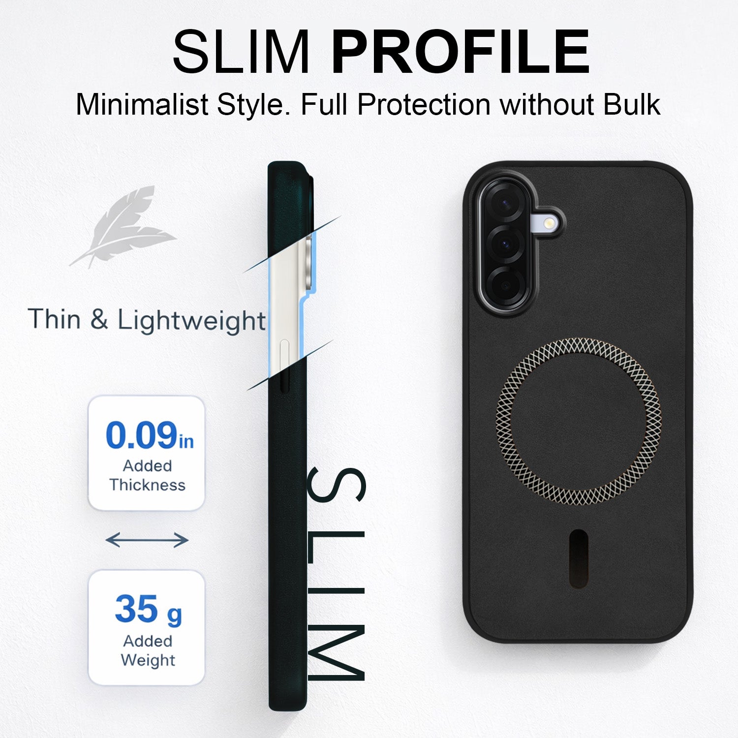For Samsung Galaxy A36 5G Back Cover Case Leather Finish (MagSafe Compatible Wireless Charging | Soft Touch | Camera Bump Protection)