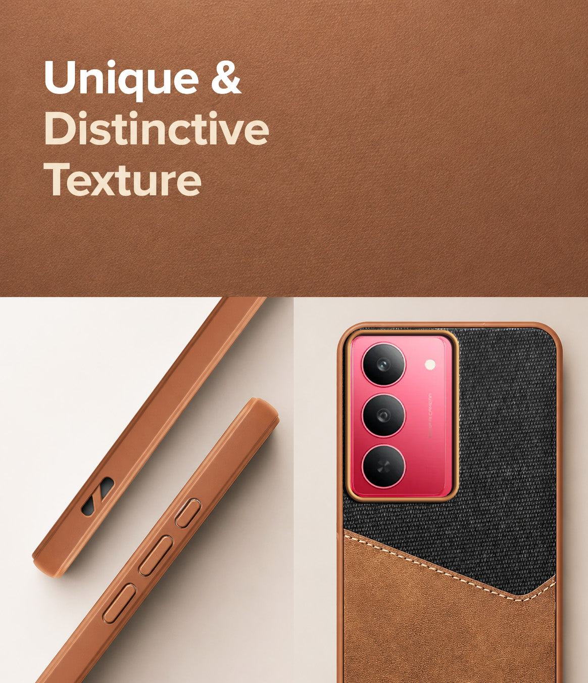 For Realme 14X Back Cover Case (Dual PU Leather Stitch | Professional Minimalist | Soft and Flexible)