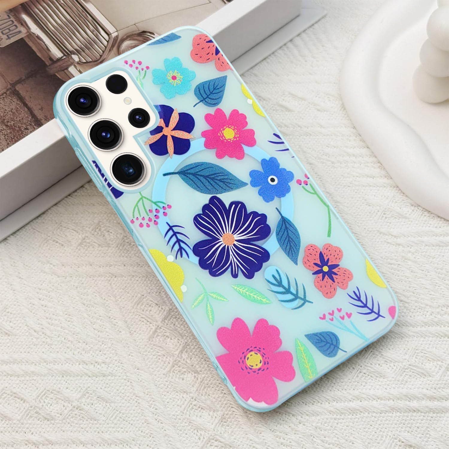 For Samsung Galaxy S23 Ultra Back Cover Case (Cute Floral Design | Flower Print for Girls | MagSafe Compatible Wireless Charging)
