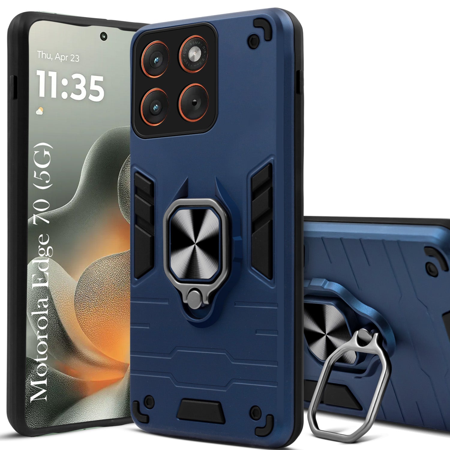 For Motorola Moto Edge 70 Back Cover Case Hybrid Armor (Shockproof Dual Layer Polycarbonate |Ring Holder Kickstand)