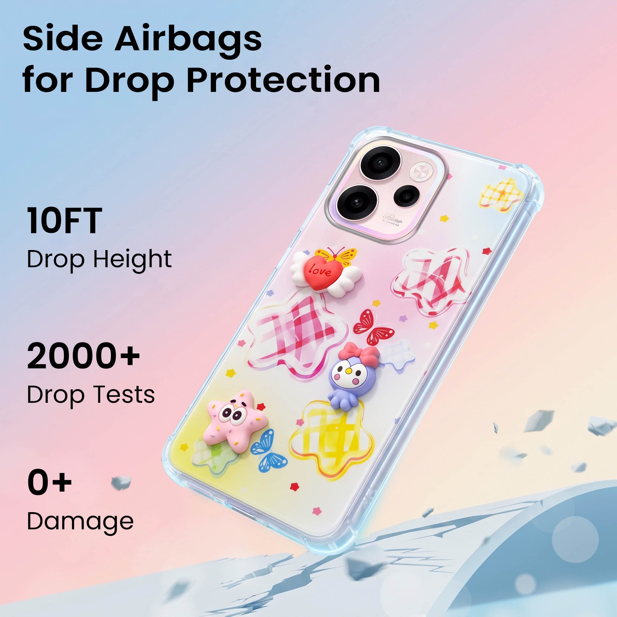 For Oppo Reno 15c Back Cover Case (3D Cute Cartoons | Hard Back Side Soft | Matte Premium Finish | HD Printing)