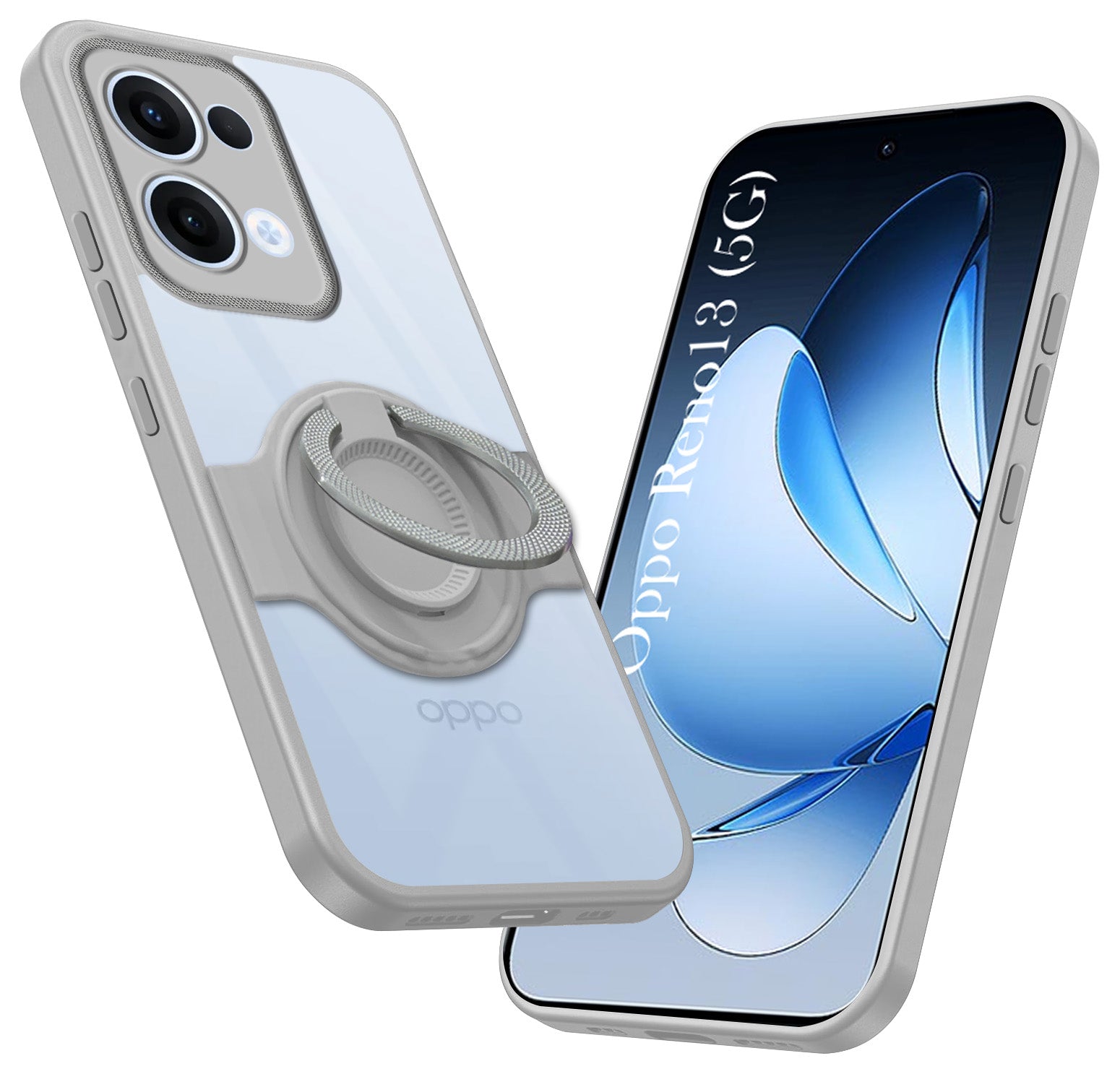 For Oppo Reno13 5G | Oppo Reno 13 5G Back Cover Case with stand (Built-in Ring Holder Kickstand | Lifetime Anti Yellow | Camera Protection)