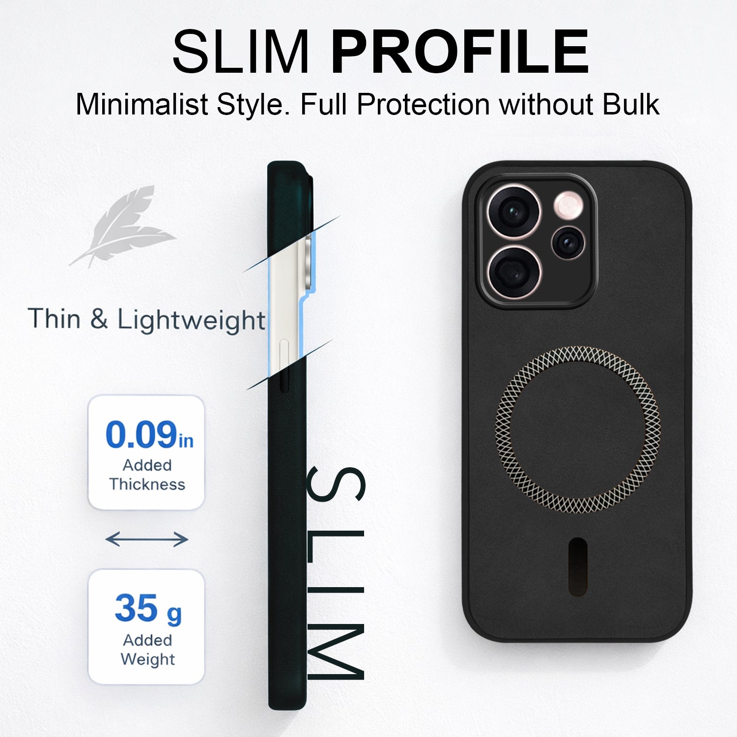 For Oppo Reno15 Pro Mini 5G | Oppo Reno 15 Pro Mini 5G Back Cover Case  Leather Finish  (MagSafe Compatible Wireless Charging | Soft Touch | Camera Bump Protection)