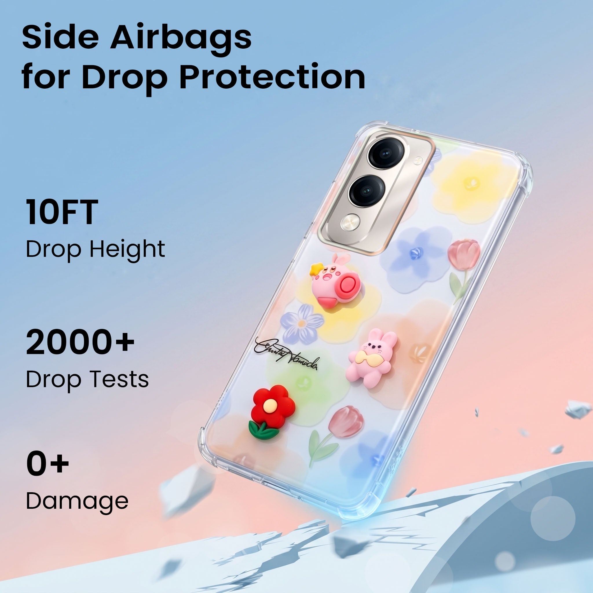 For Vivo Y19 | Vivo Y19e | Vivo T4 Lite Back Cover Case (3D Cute Cartoons | Hard Back Side Soft | Matte Premium Finish | HD Printing)