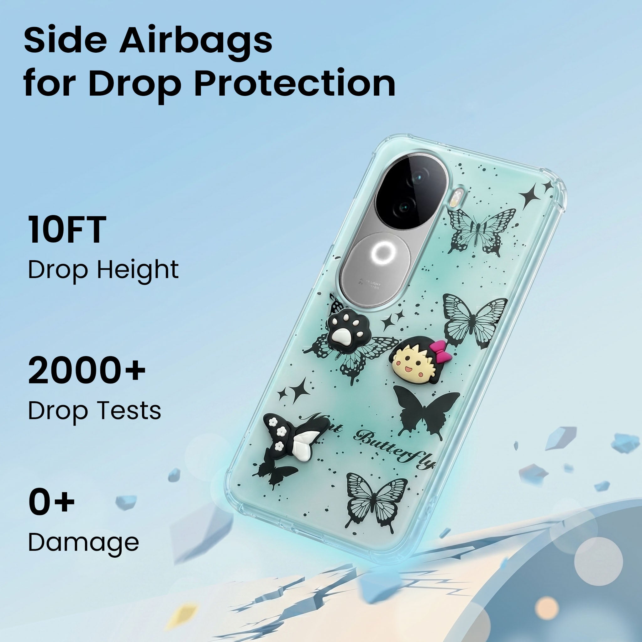 For Vivo iQOO Z9s Back Cover Case (3D Cute Cartoons | Hard Back Side Soft | Matte Premium Finish | HD Printing)