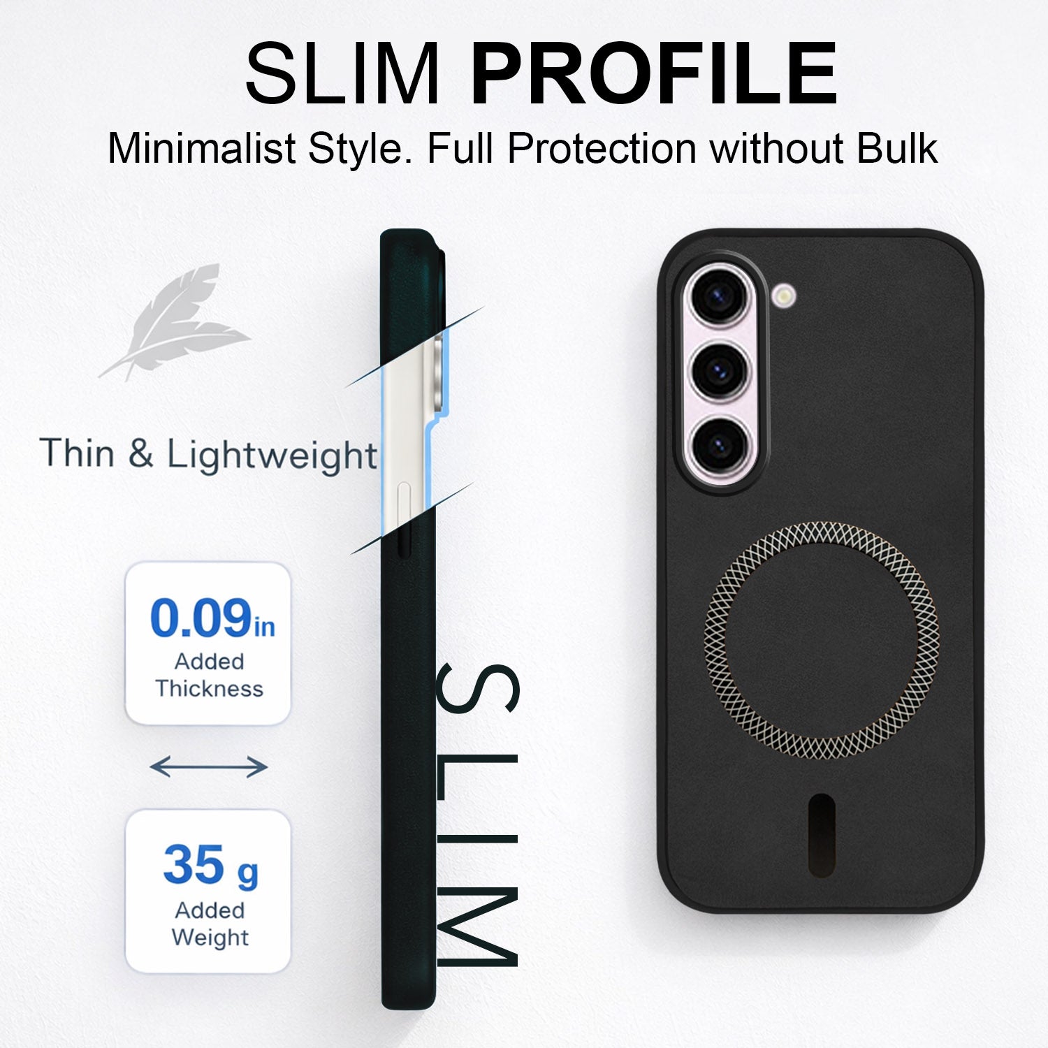 For Samsung Galaxy S23 5G Back Cover Case (Sleek Leather Finish | MagSafe Compatible Wireless Charging | Camera Bump Protection)