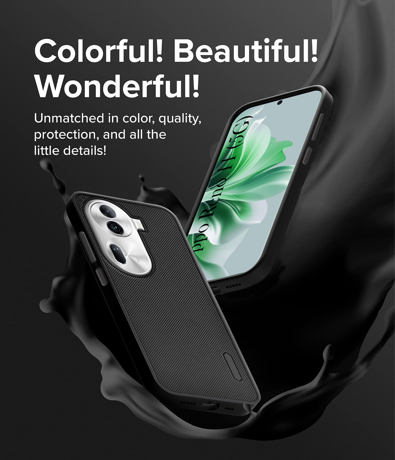 For Oppo Reno11 5G Back Cover Case Rubberised (Textured Grip Design | Micro-Fiber Cloth Inside | Slim and Light Weight | Soft Touch and Feel)
