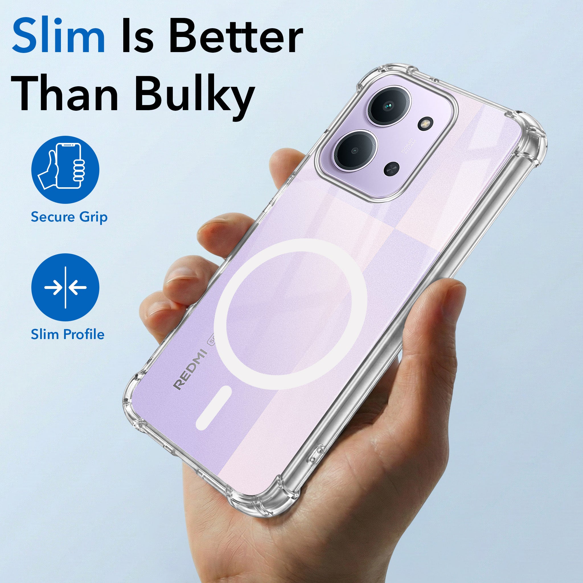 For Redmi 15C Back Cover Shockproof Crystal-Clear (Magsafe Wireless Support | Drop & Camera Protection | Hard Polycarbonate)