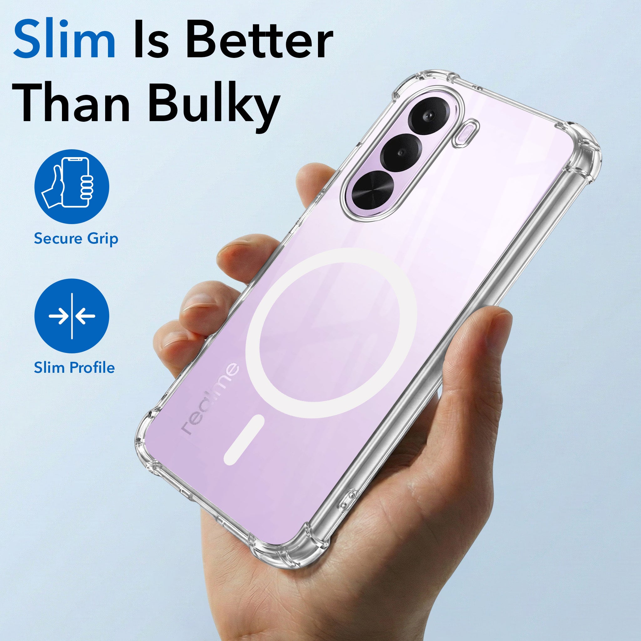 For Realme P4x Back Cover Shockproof Crystal-Clear (Magsafe Wireless Support | Drop & Camera Protection | Hard Polycarbonate)