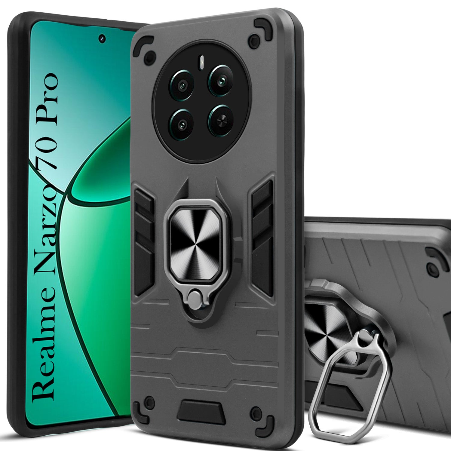 For Realme Narzo 70 Pro Back Cover Case (Shockproof Polycarbonate Dual Layer Hybrid Armor)
