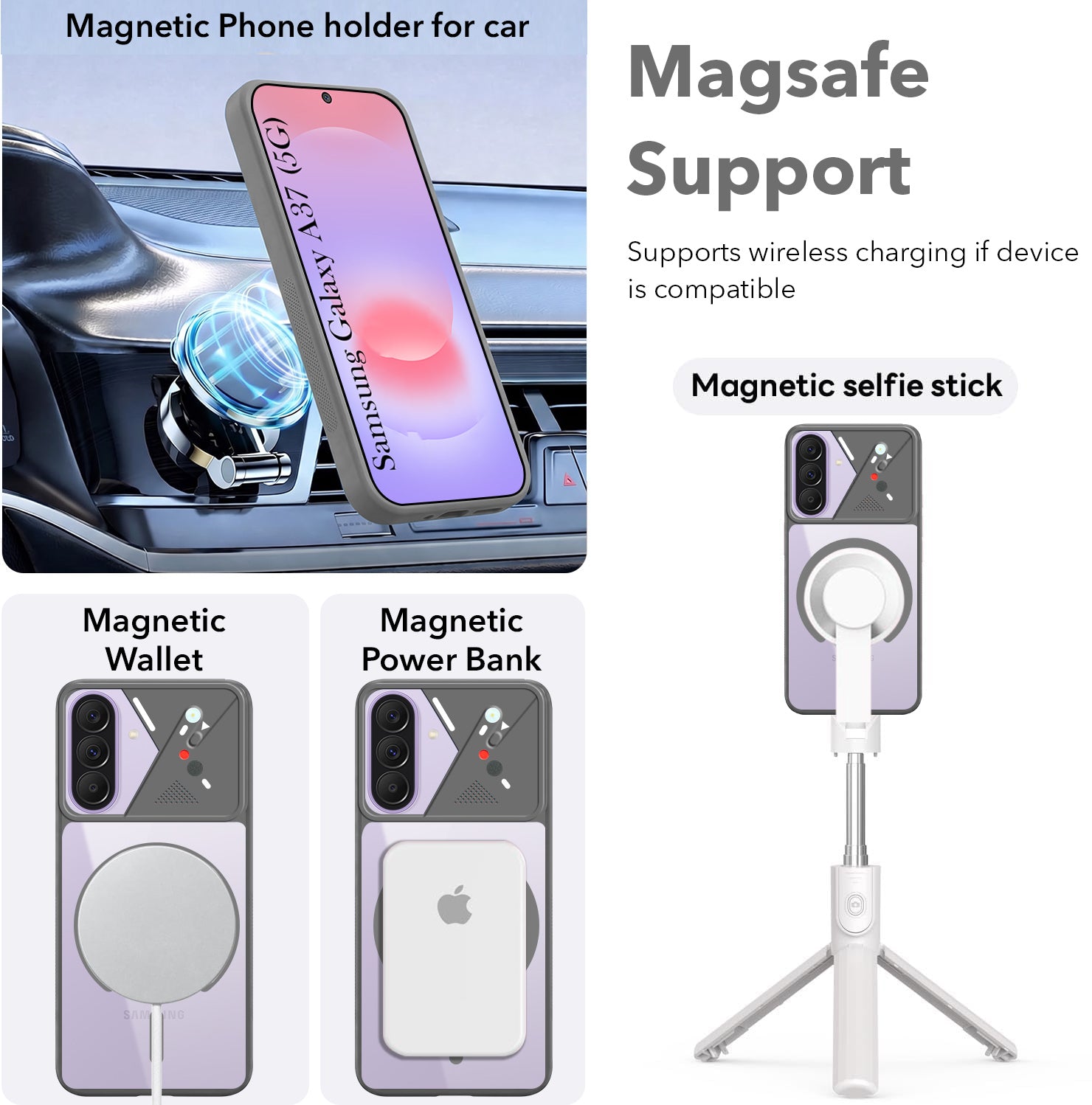 For Samsung Galaxy A37 5G Back Cover Case Lifetime Anti-Yellow Clear (Camera Protection | Side Grip | Wireless MagSafe Compatible)